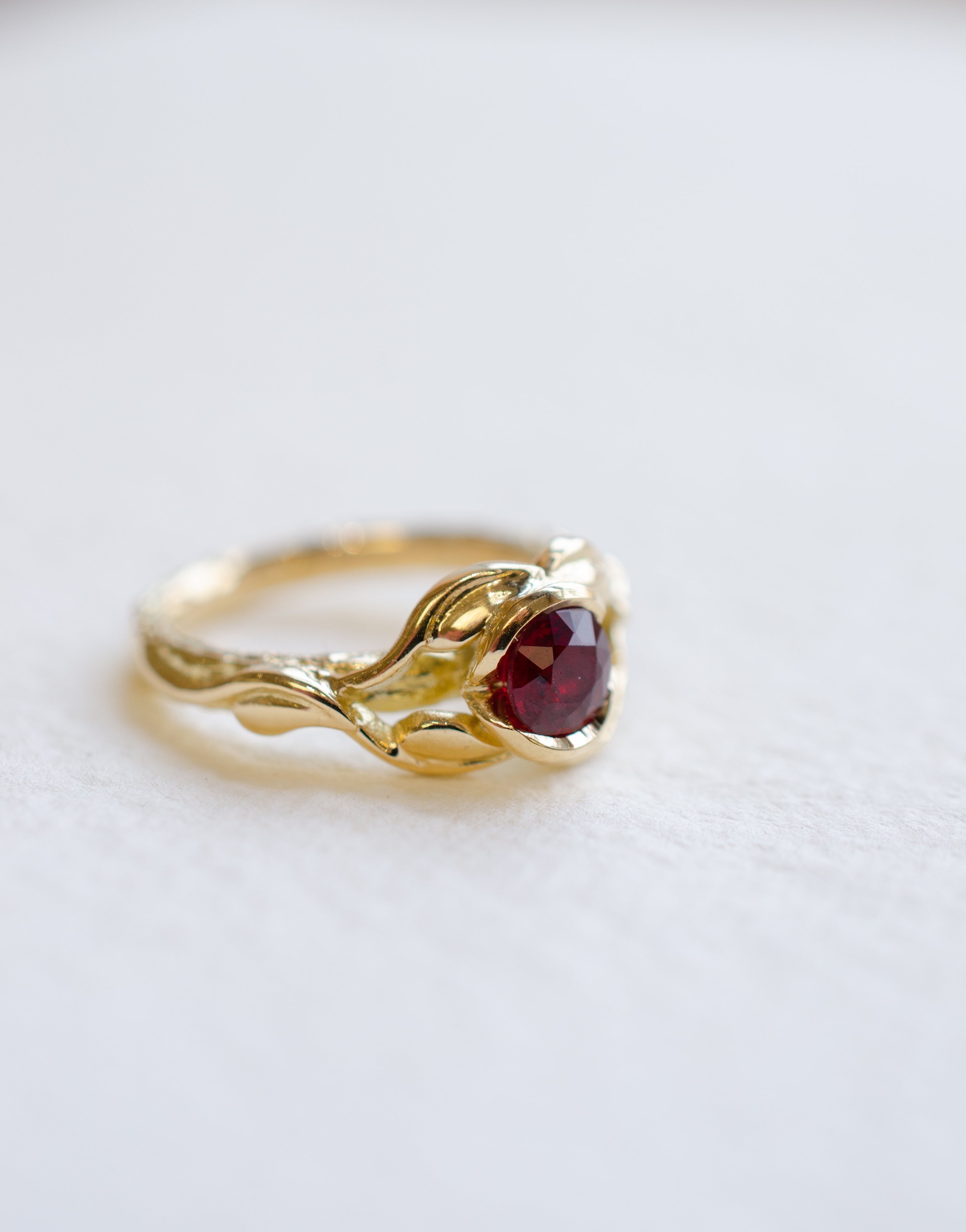 Organic Hand Carved Ruby Ring