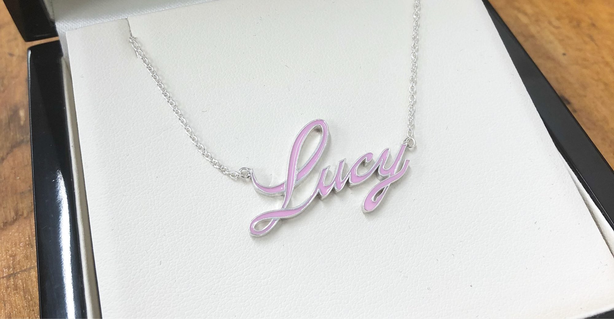 Bespoke 'Lucy' Enamel Name Necklace