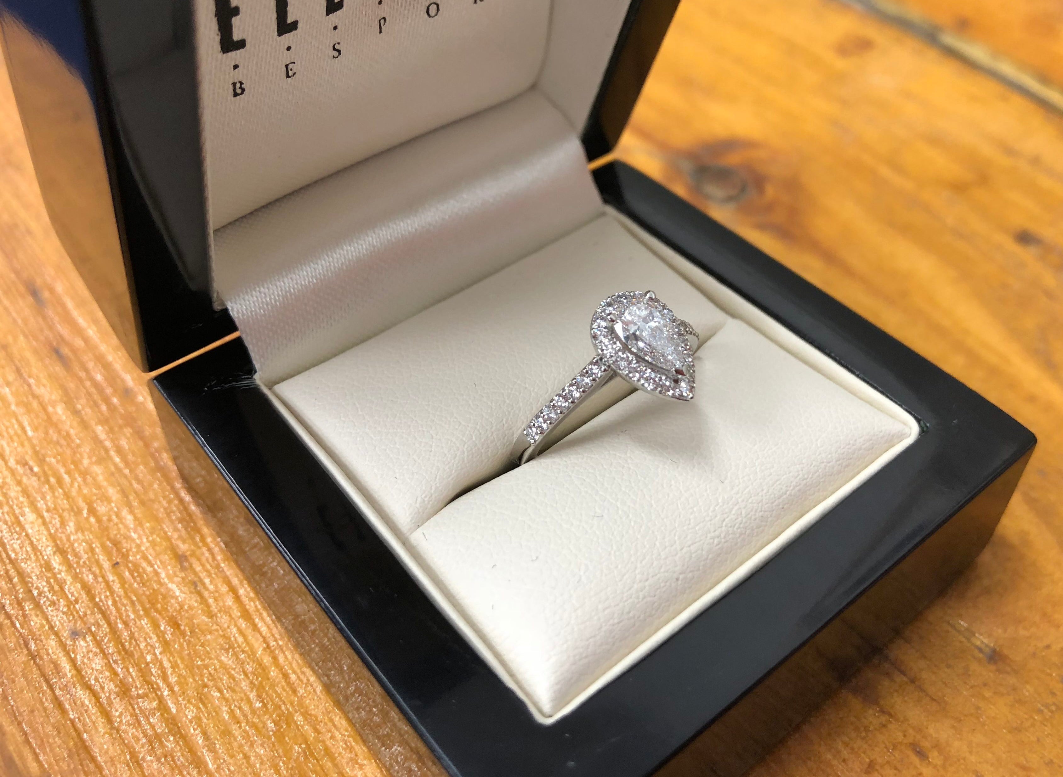 Bespoke Pear Diamond Halo Engagement Ring