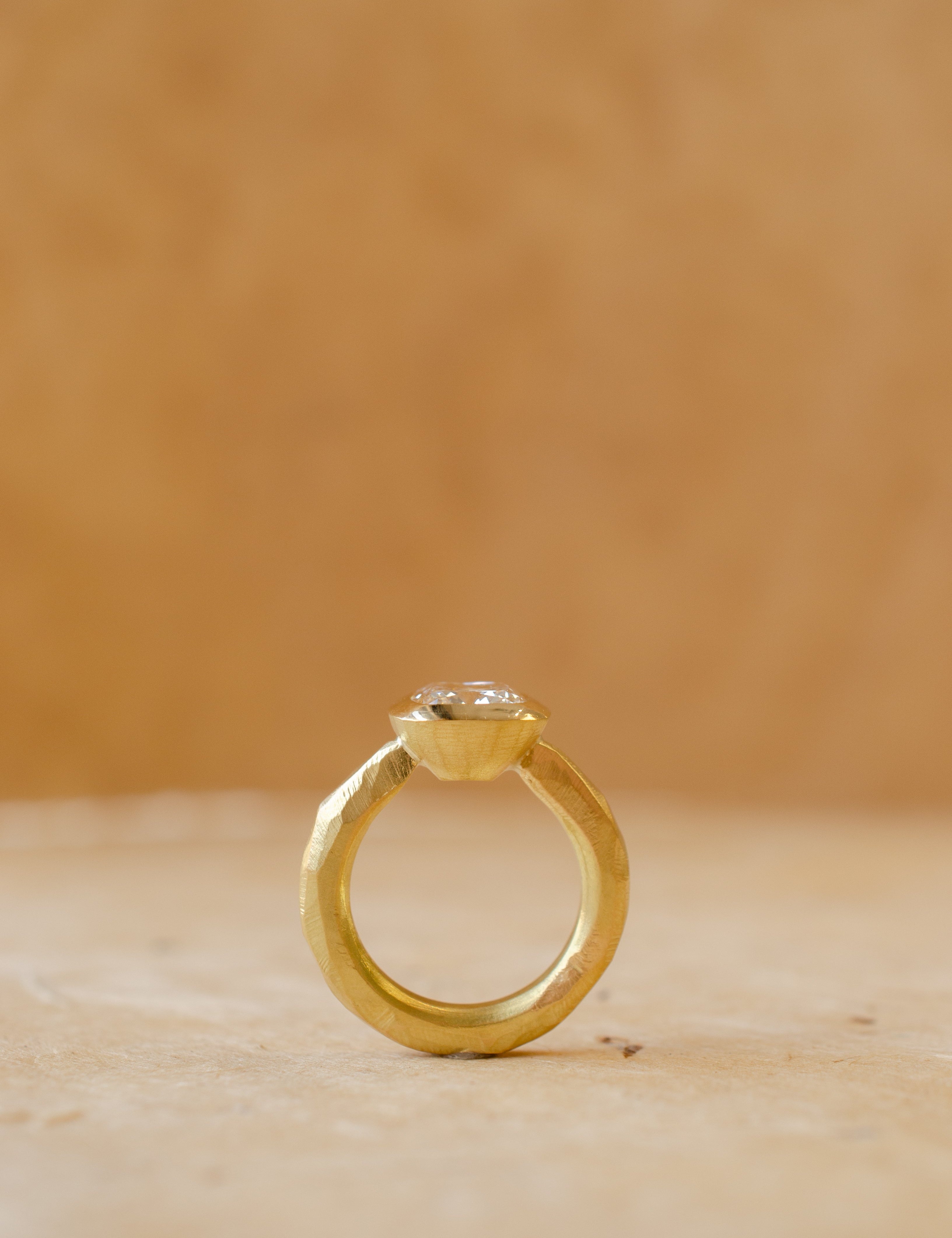 Cushion Cut Diamond Set Into 'Roman' Wax Carved Ring