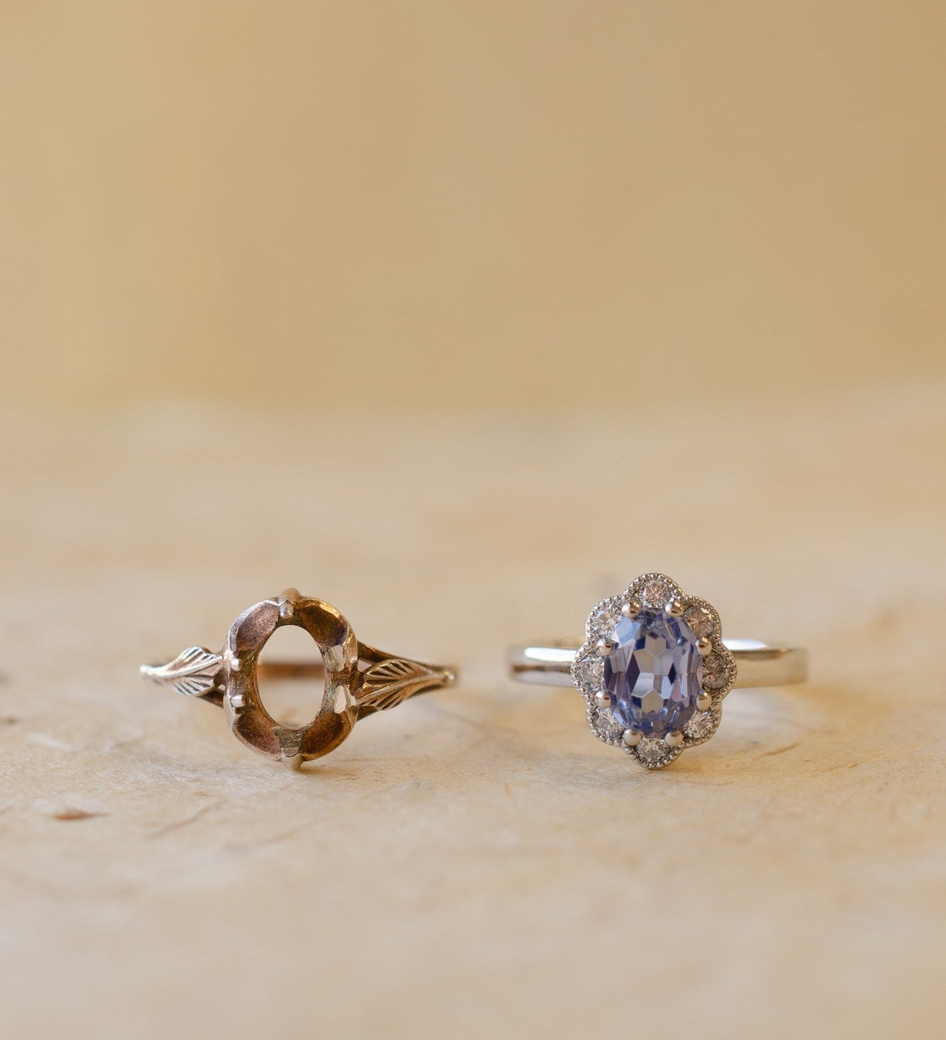 Lilac Oval Sapphire & Diamond Ring Remodel