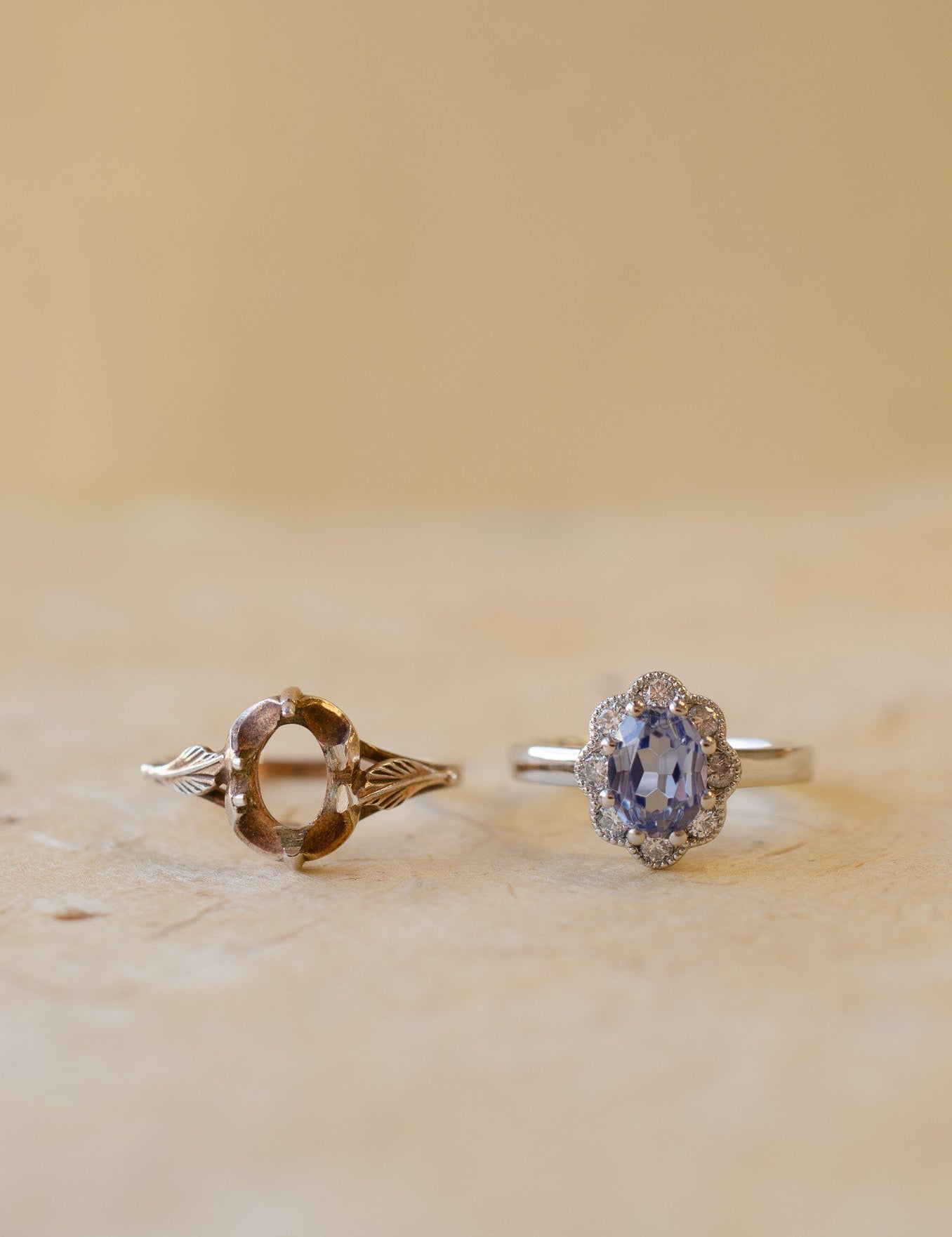 Lilac Oval Sapphire & Diamond Ring Remodel