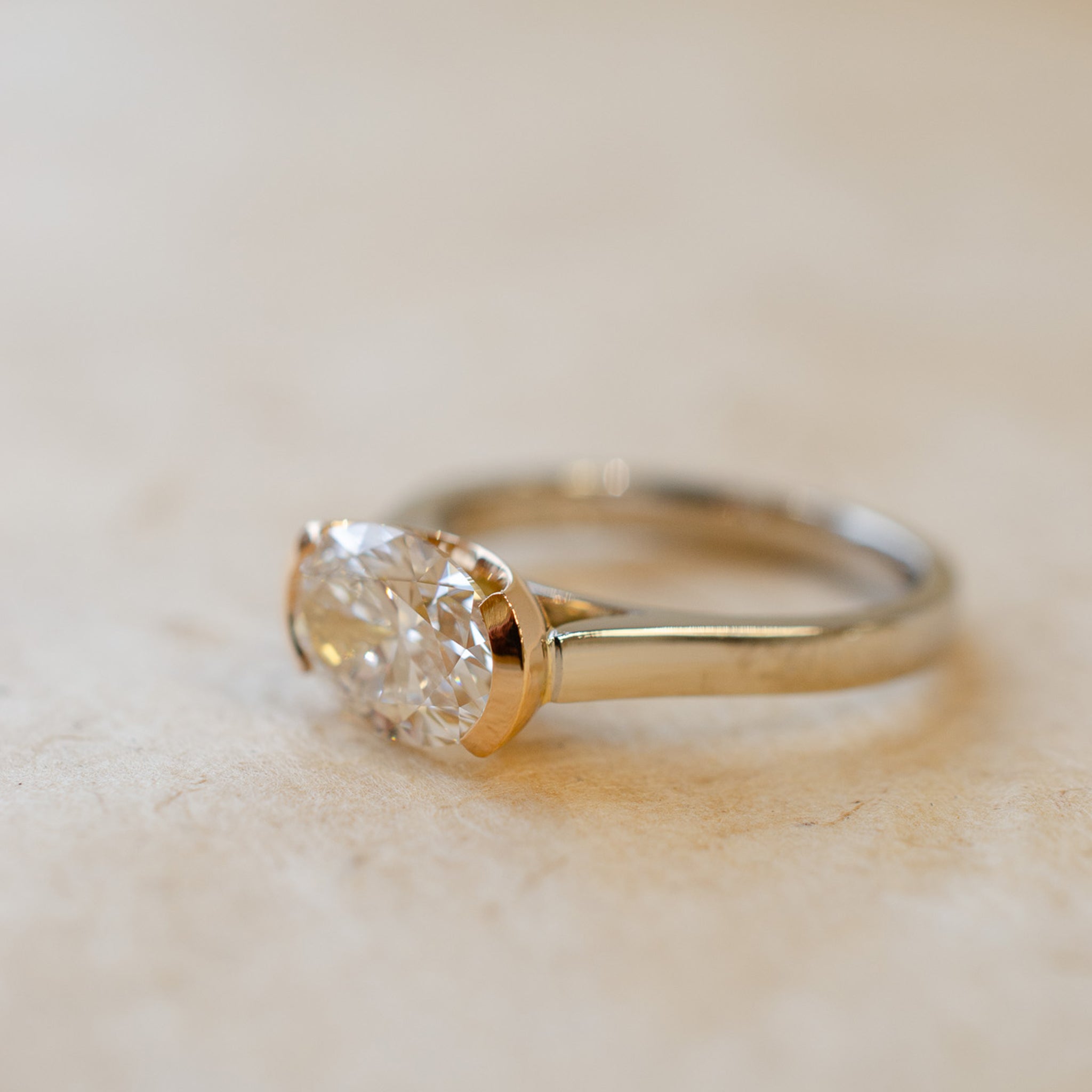 Demi Bezel Set Oval Diamond In Rose Gold & Platinum