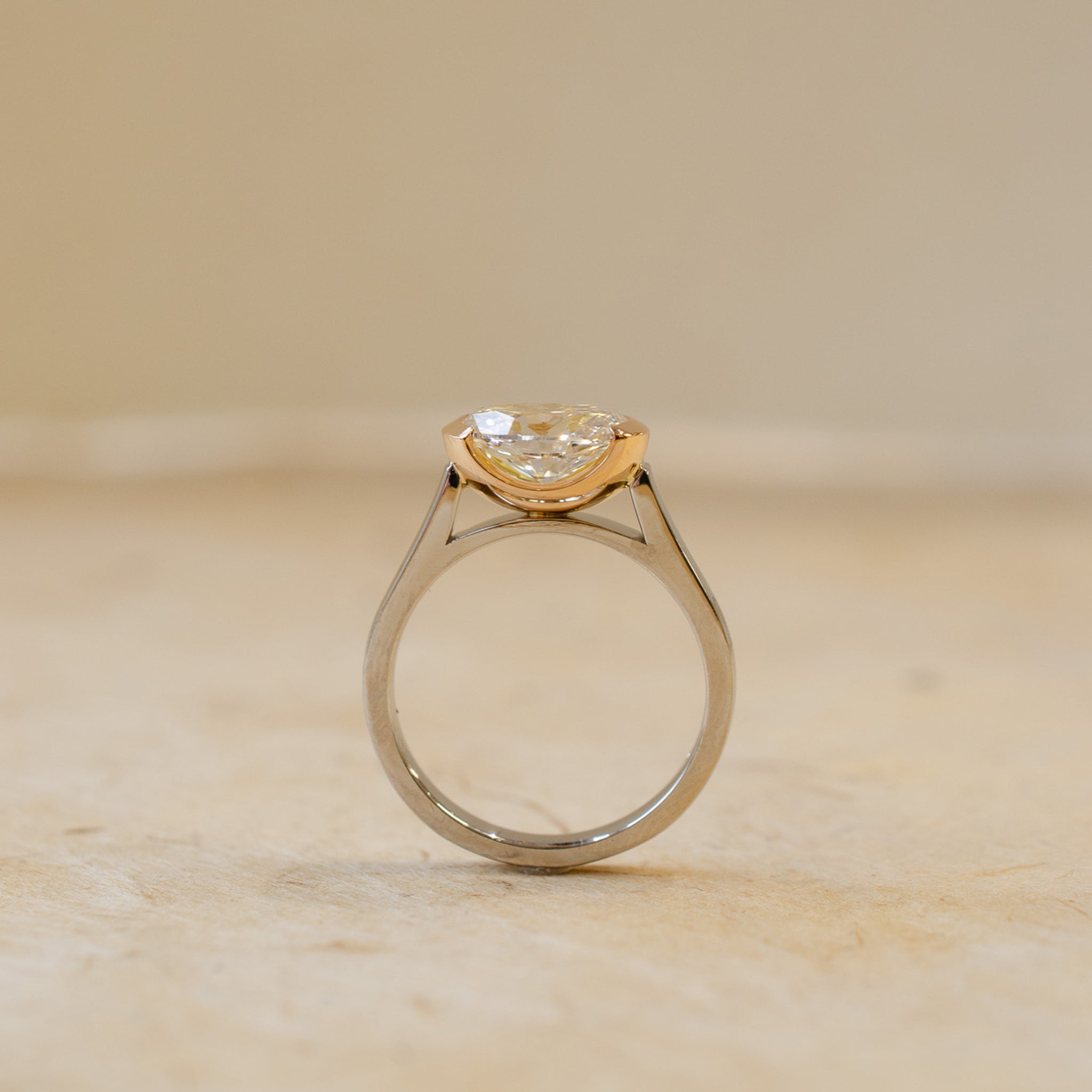 Demi Bezel Set Oval Diamond In Rose Gold & Platinum