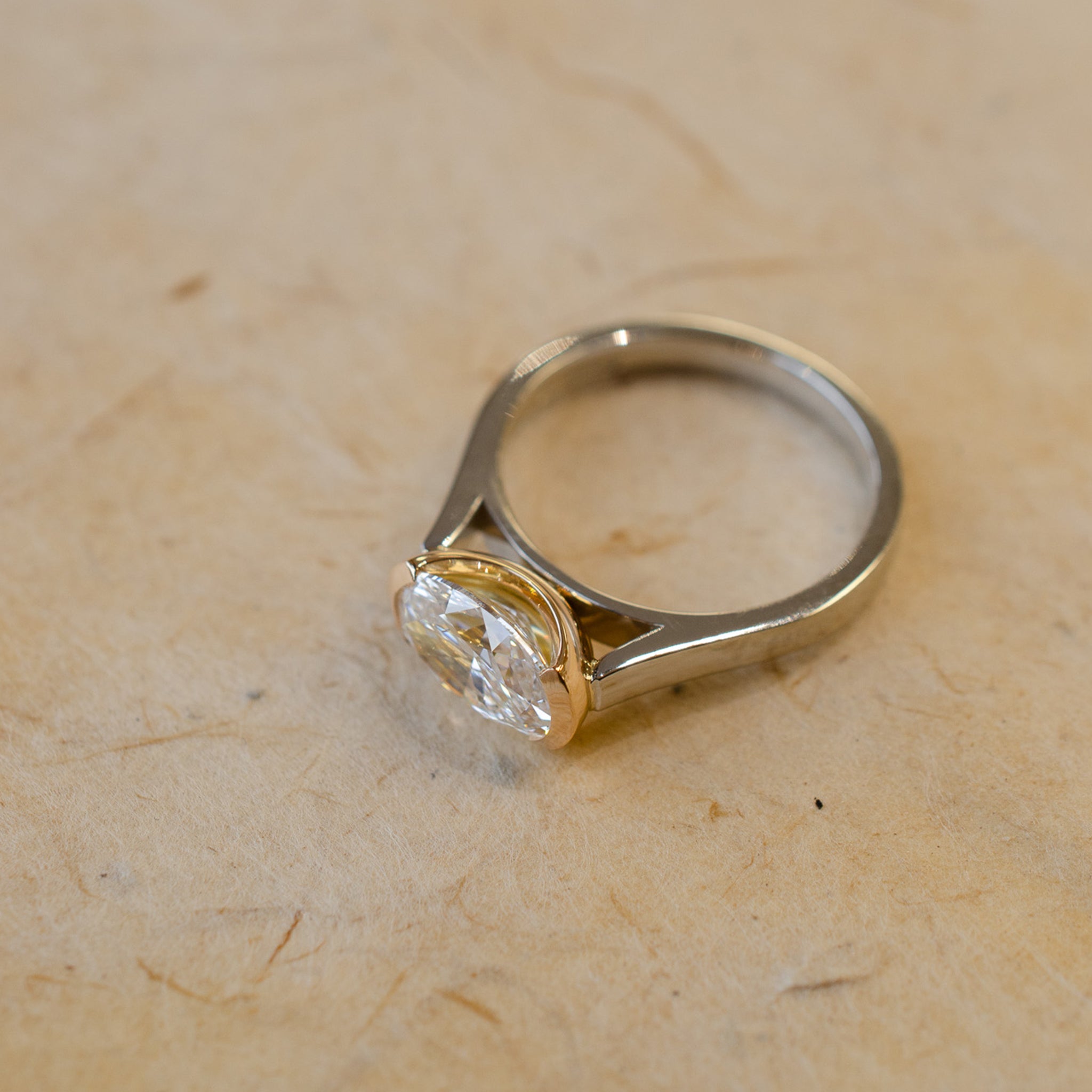 Demi Bezel Set Oval Diamond In Rose Gold & Platinum