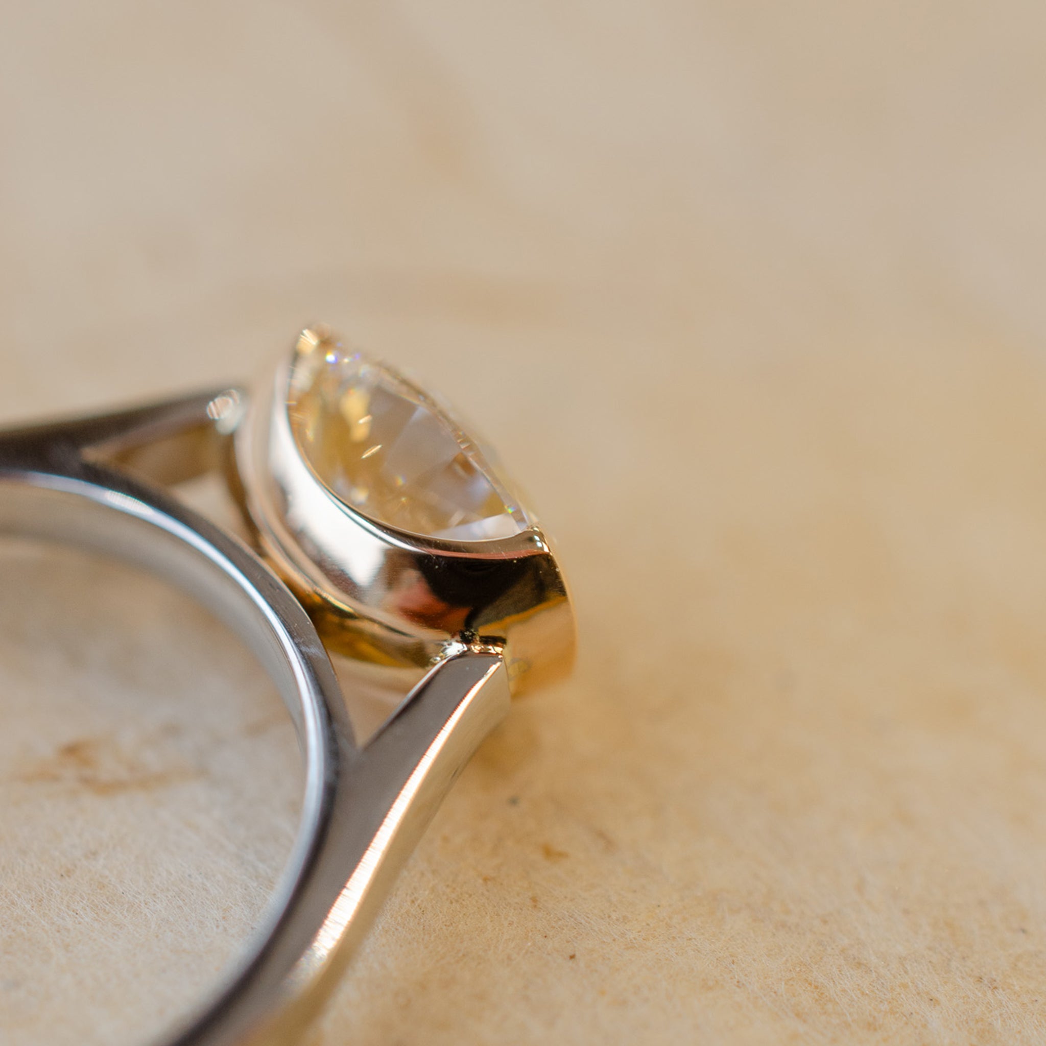 Demi Bezel Set Oval Diamond In Rose Gold & Platinum
