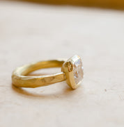 Cushion Cut Diamond Hand Carved Engagement Ring