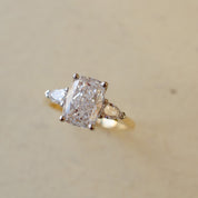 Cushion Cut & Pear Shape Diamond Trilogy Engagement Ring