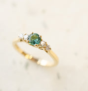 Tourmaline & Diamond Five Stone Engagement Ring In 18ct Yellow Gold