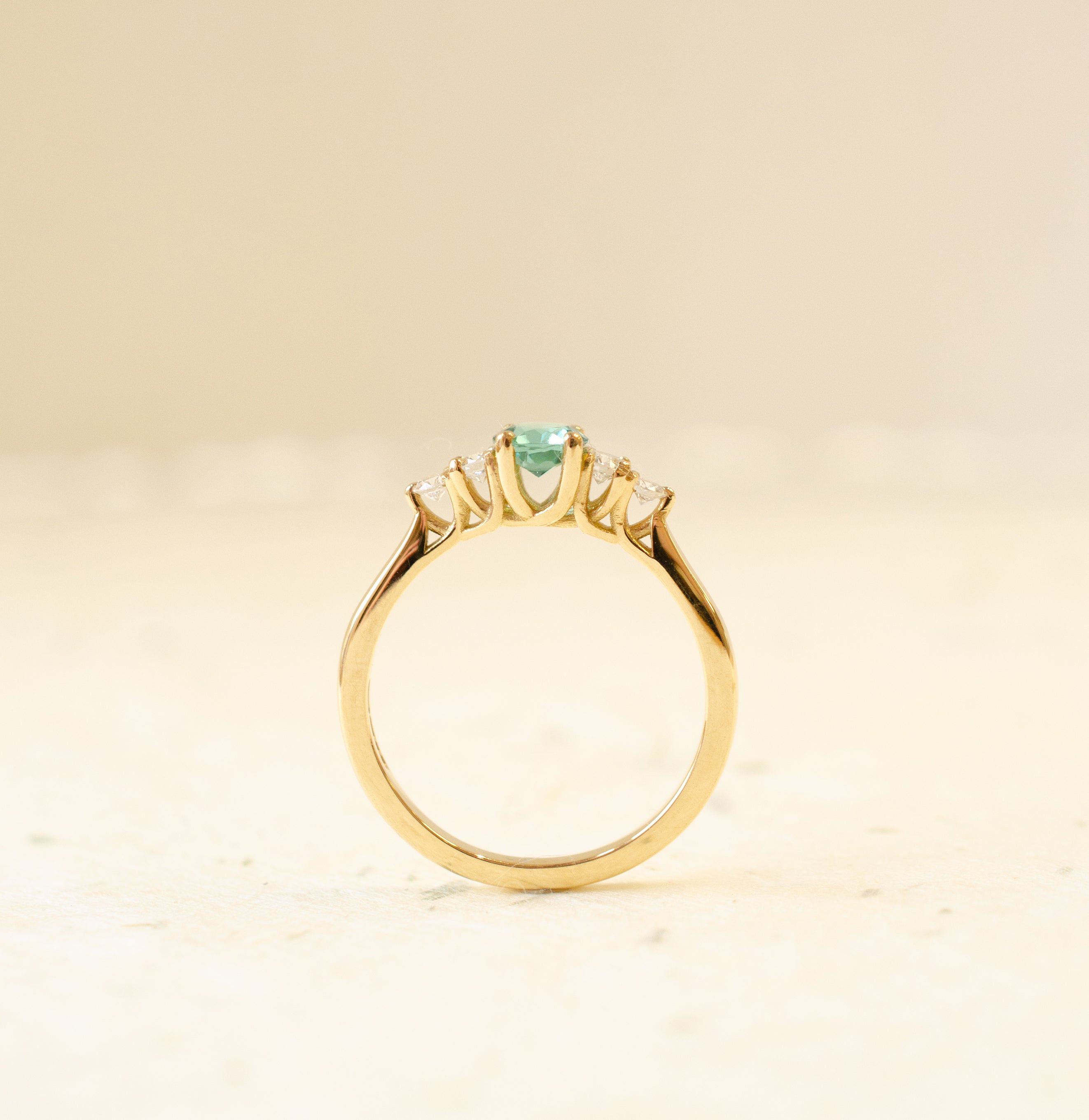 Tourmaline & Diamond Five Stone Engagement Ring In 18ct Yellow Gold