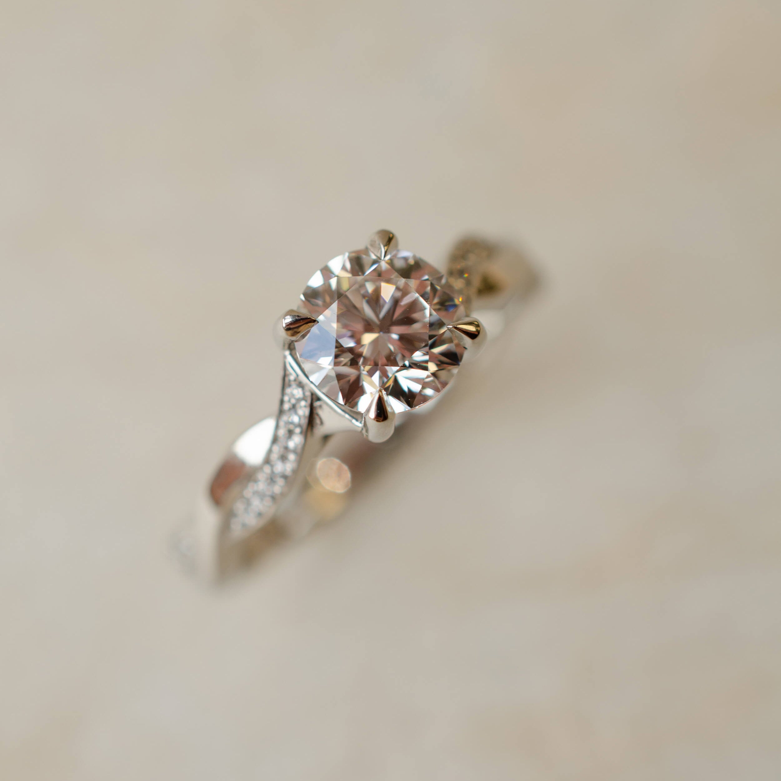 diamond and platinum twist engagement ring