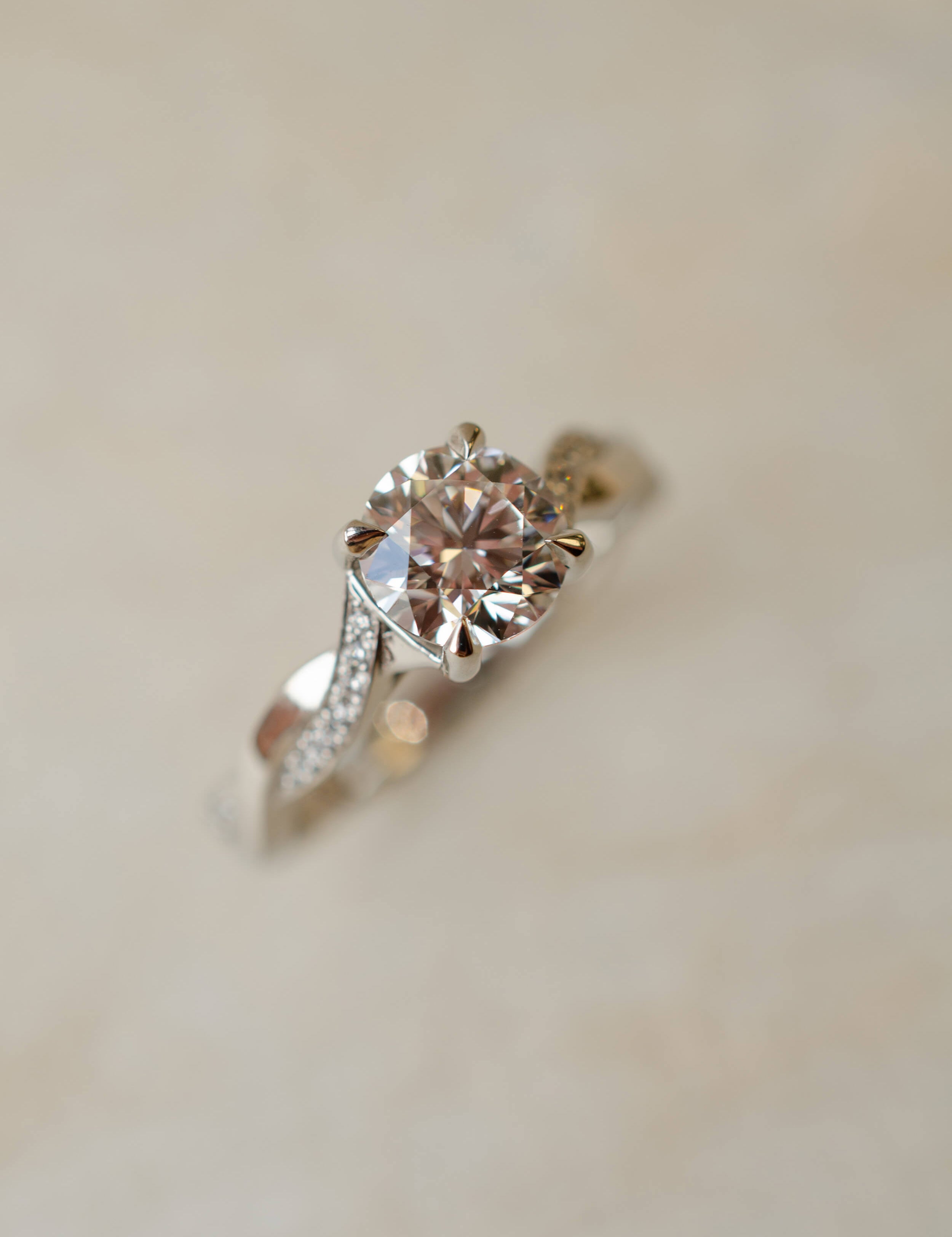 diamond and platinum twist engagement ring