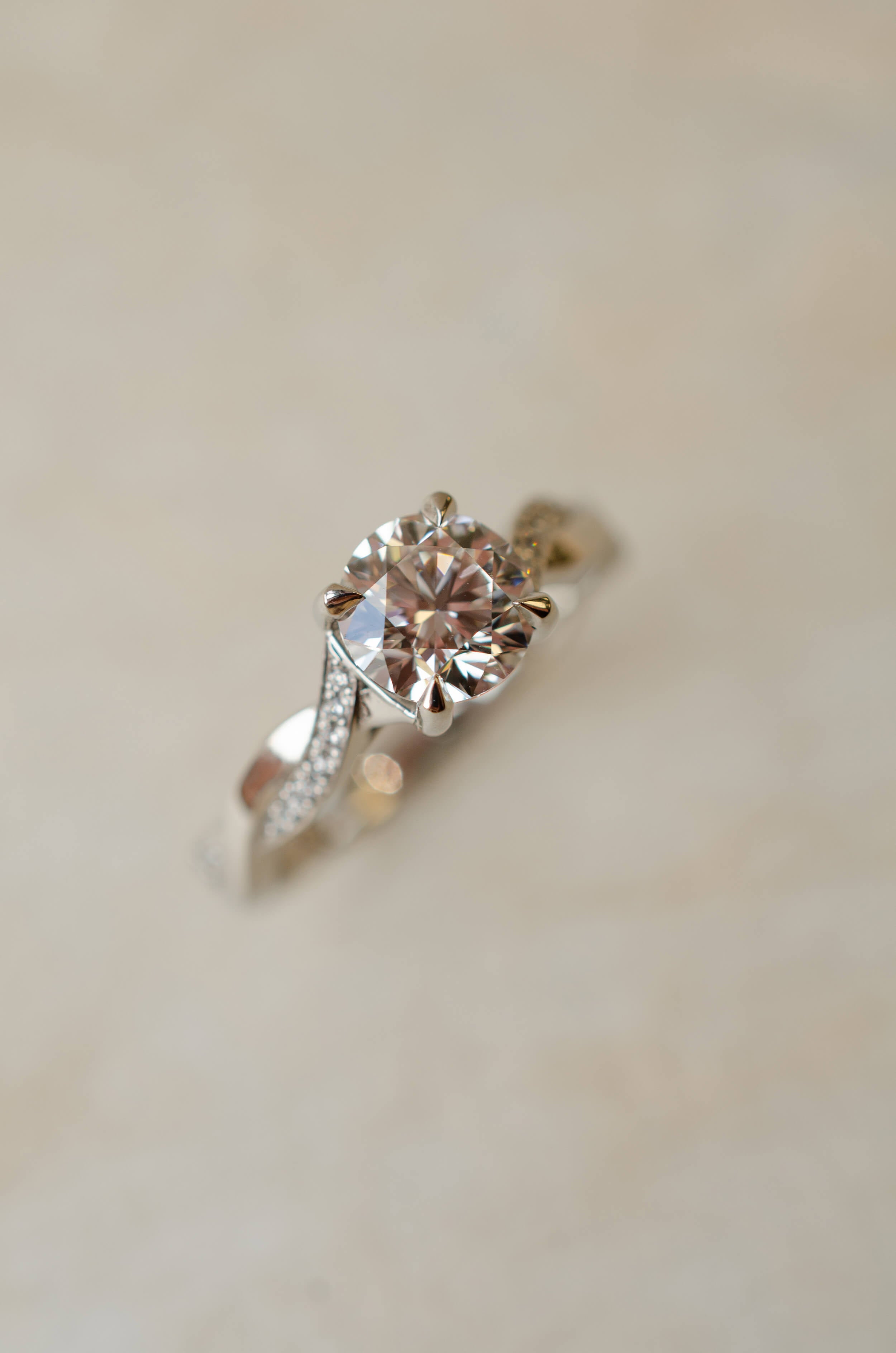 diamond and platinum twist engagement ring