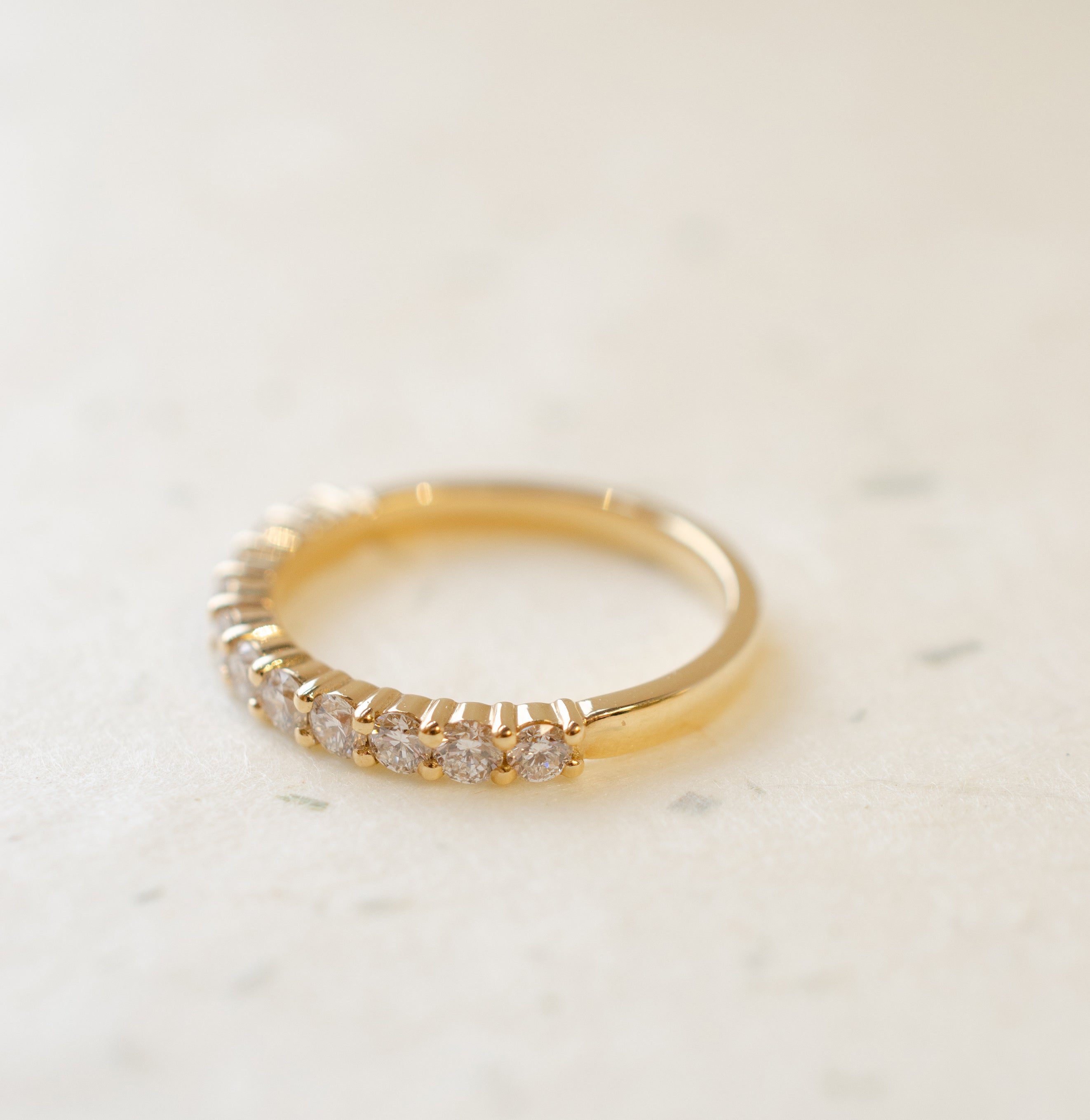 Diamond Claw Set Eternity Wedding Ring In Yellow Gold
