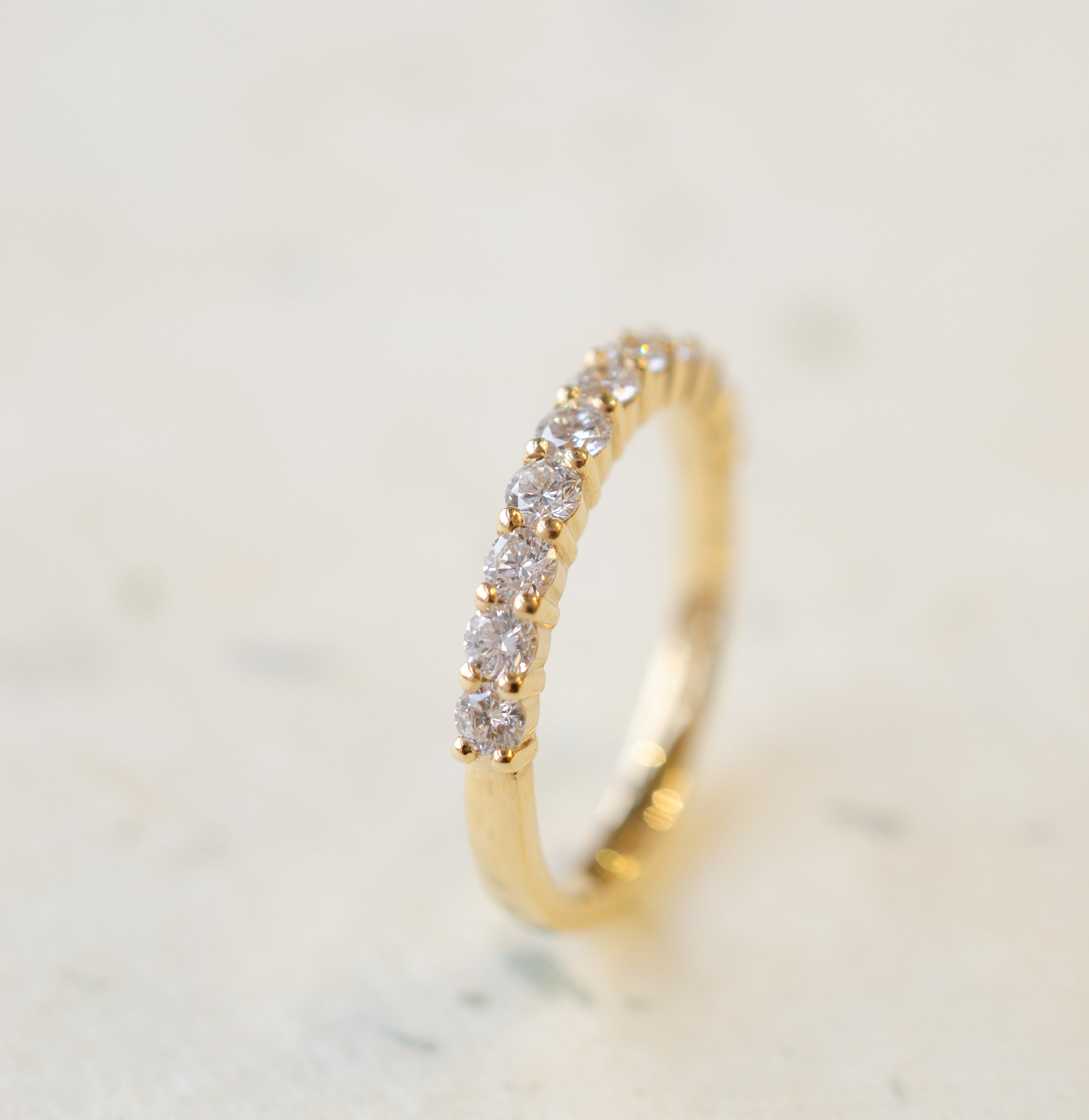 Diamond Claw Set Eternity Wedding Ring In Yellow Gold
