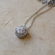 Diamond Halo Slider Pendant Necklace