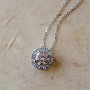 Diamond Halo Slider Pendant Necklace