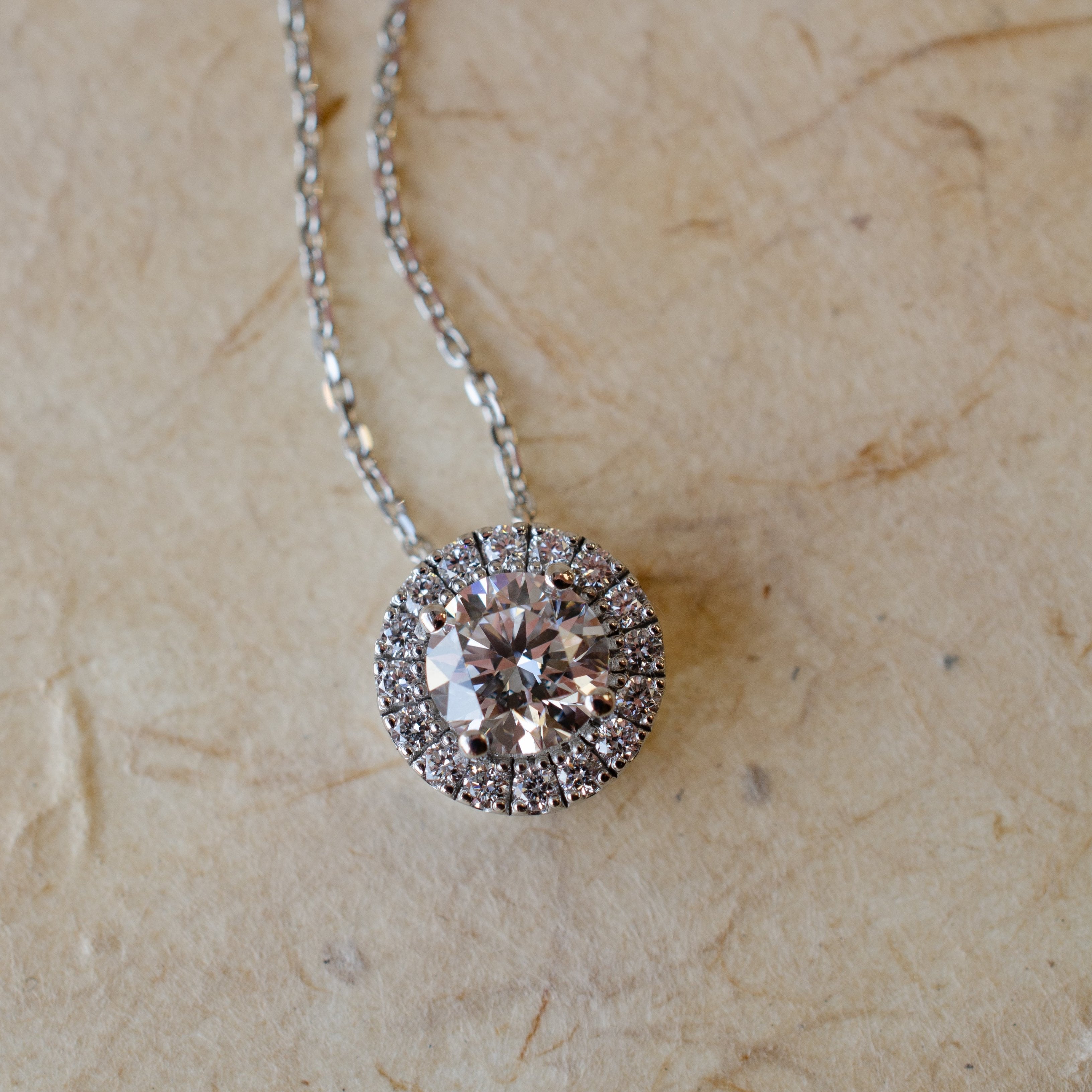 Diamond Halo Slider Pendant Necklace