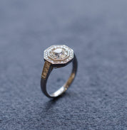 Diamond Octagon Halo Engagement Ring