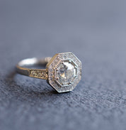 Diamond Octagon Halo Engagement Ring