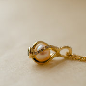 Diamond Pearl Cage Holder Necklace