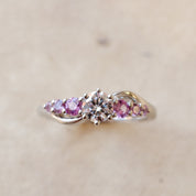 Diamond & Pink Sapphire Twist Engagement Ring