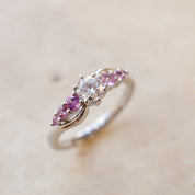 Diamond & Pink Sapphire Twist Engagement Ring