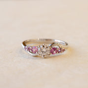 Diamond & Pink Sapphire Twist Engagement Ring