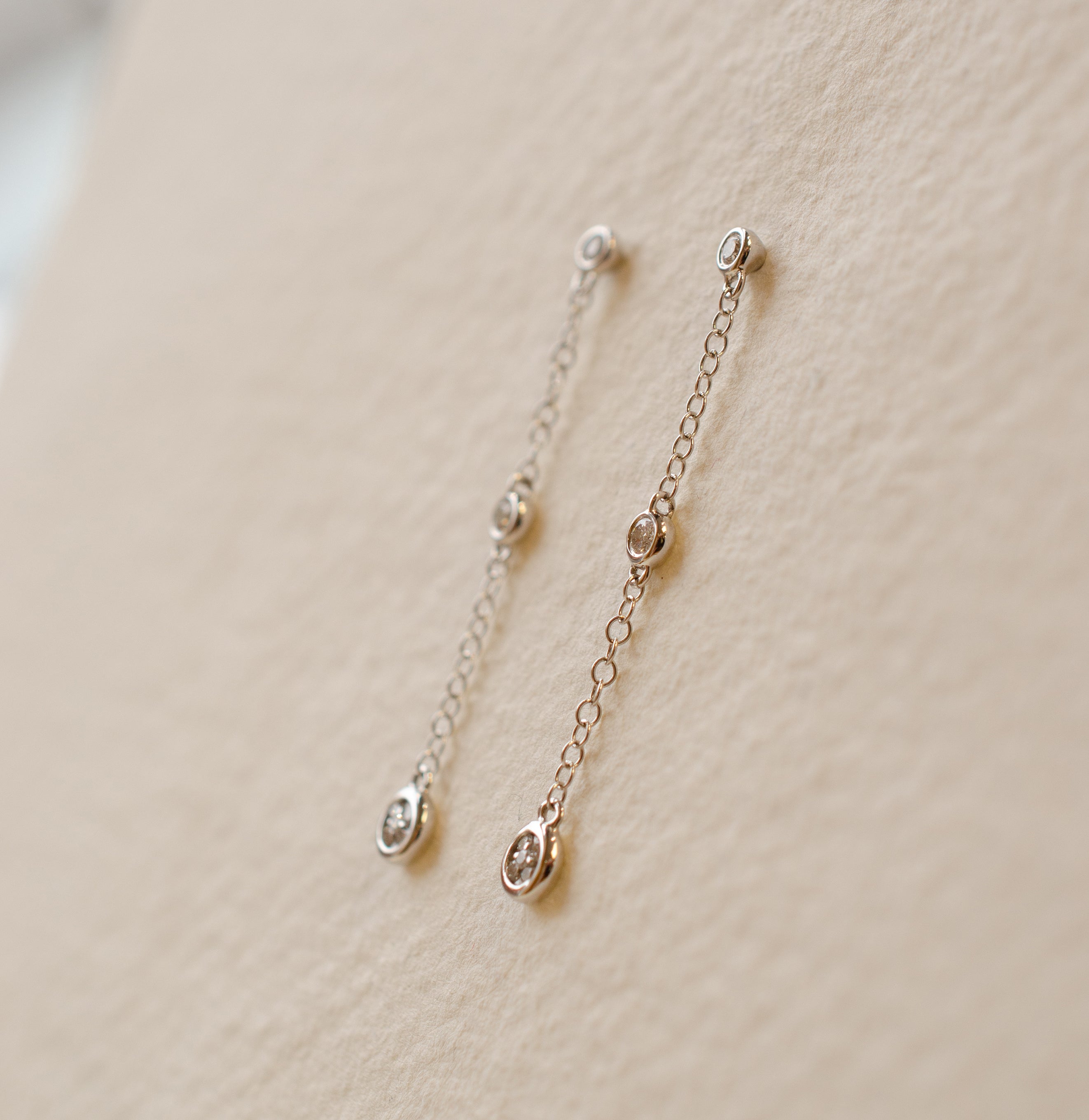Diamond Drop Satellite Chain Earrings In 18ct White Gold