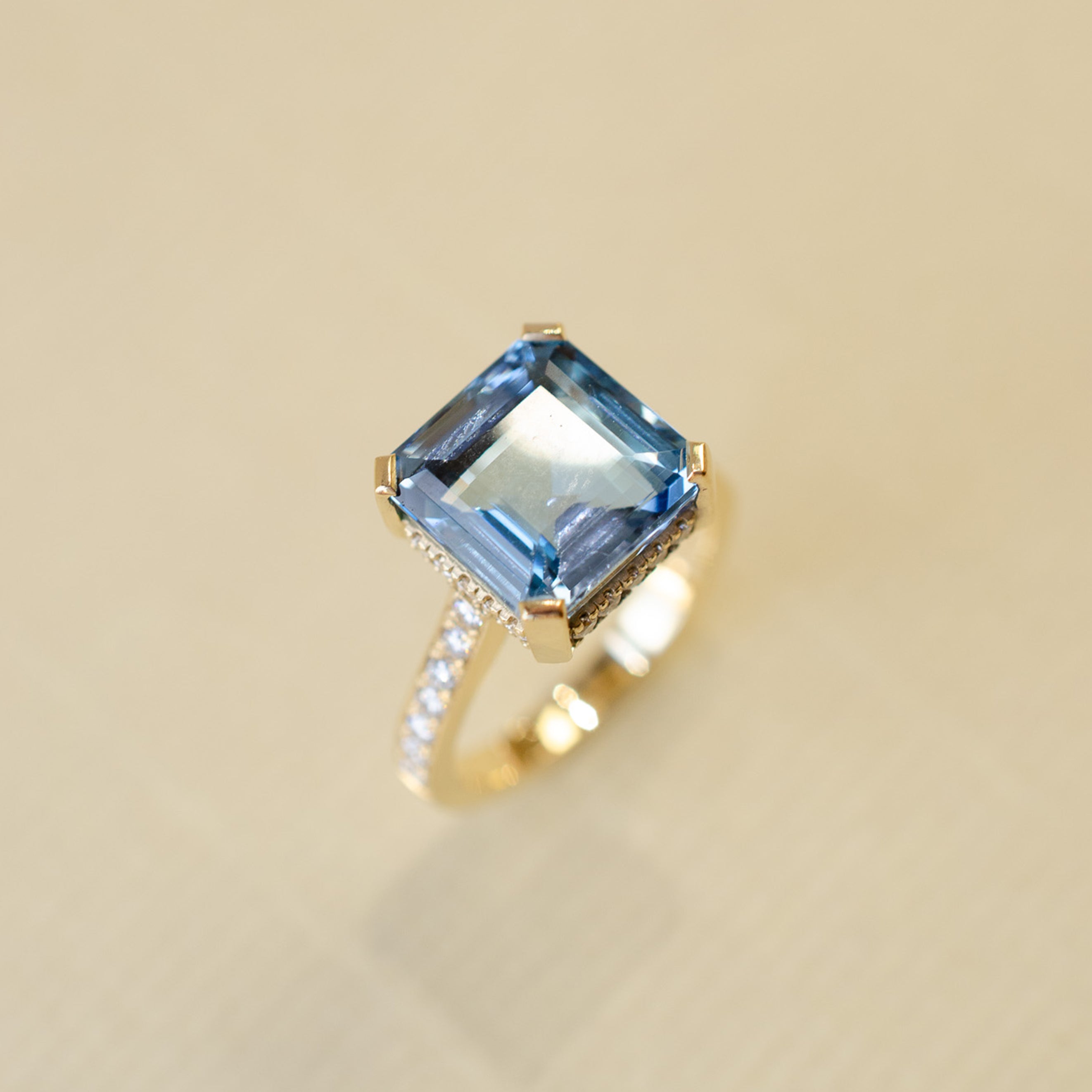 Aquamarine & Diamond Engagement Ring