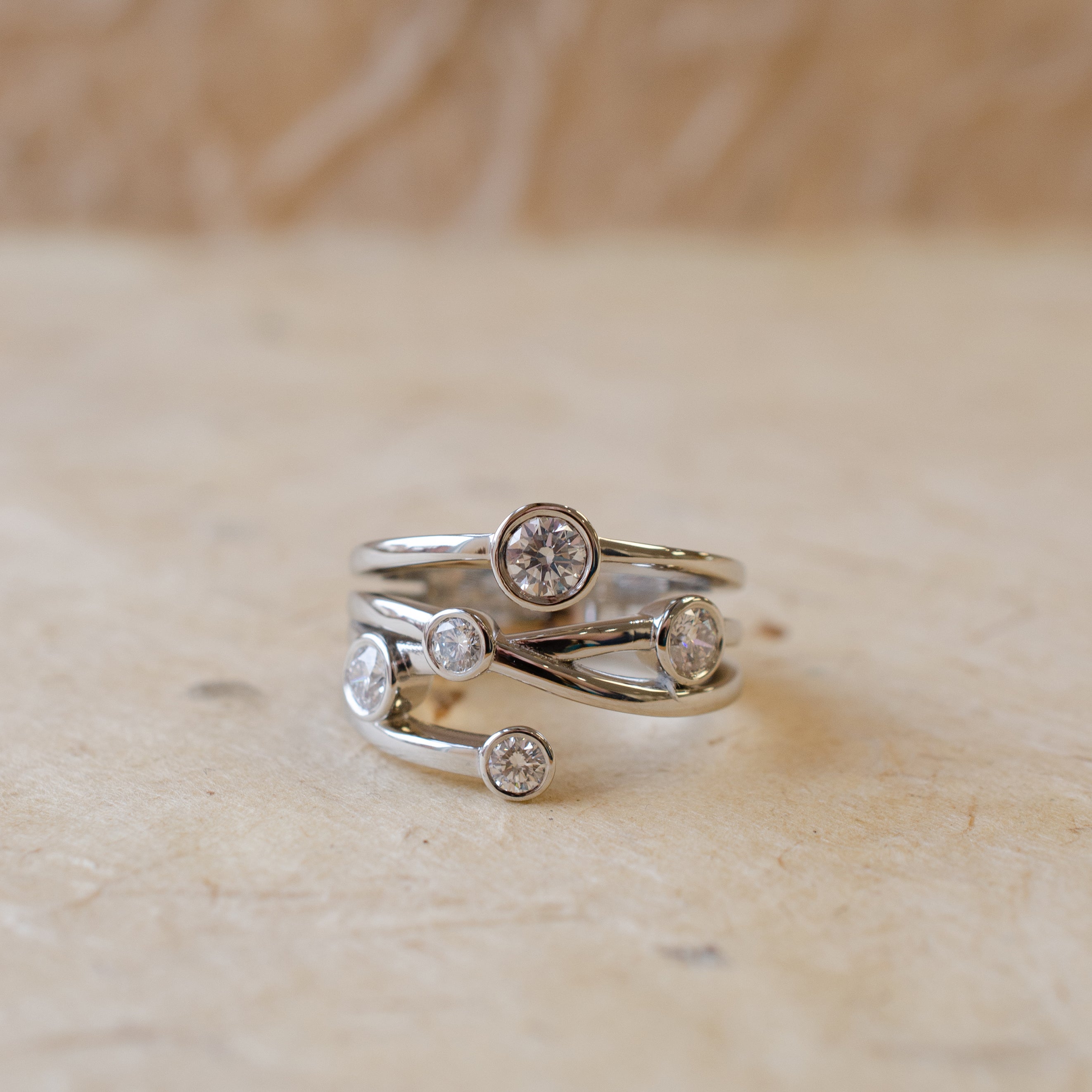 Platinum Diamond Bubble Ring