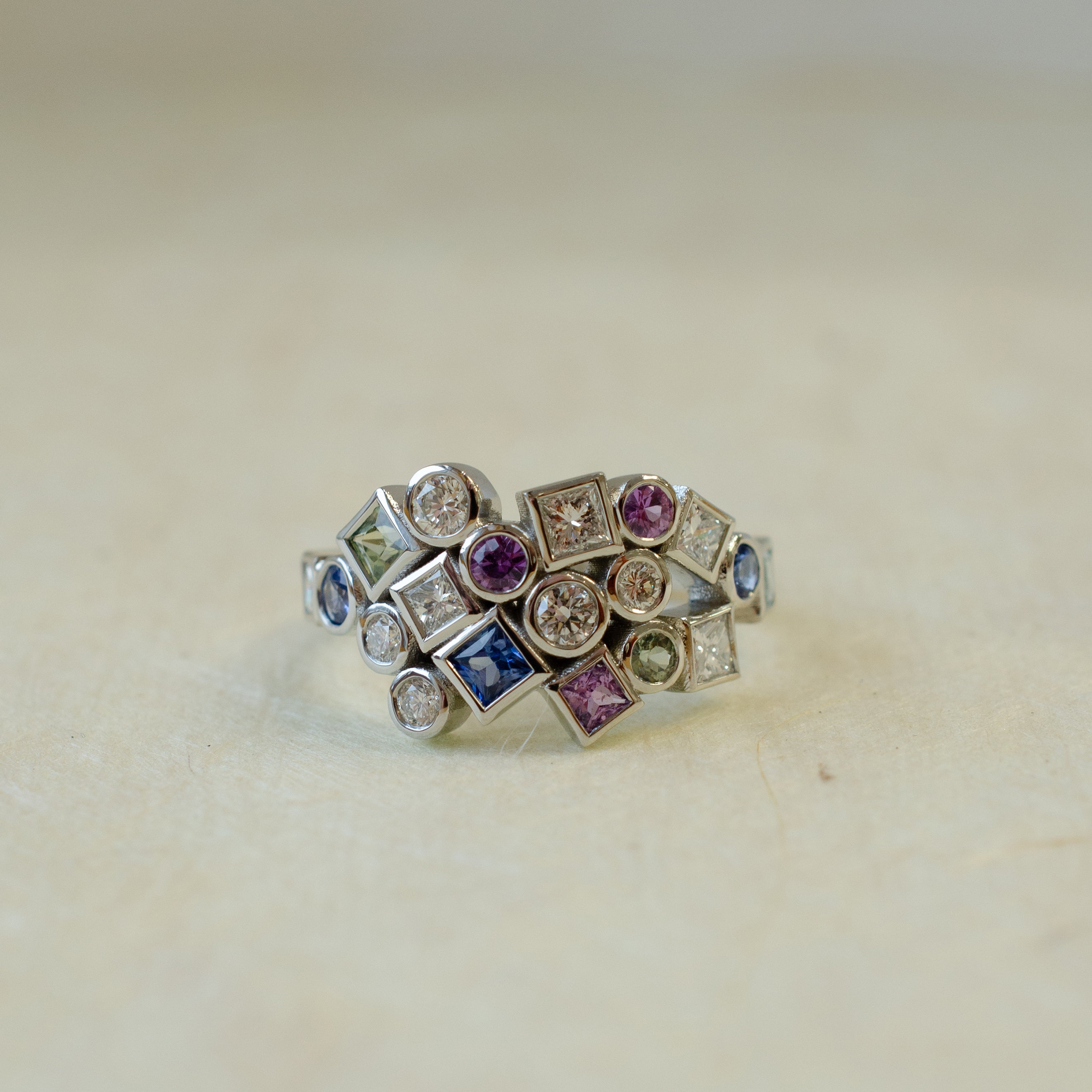 Diamond & Sapphire Bubble Ring