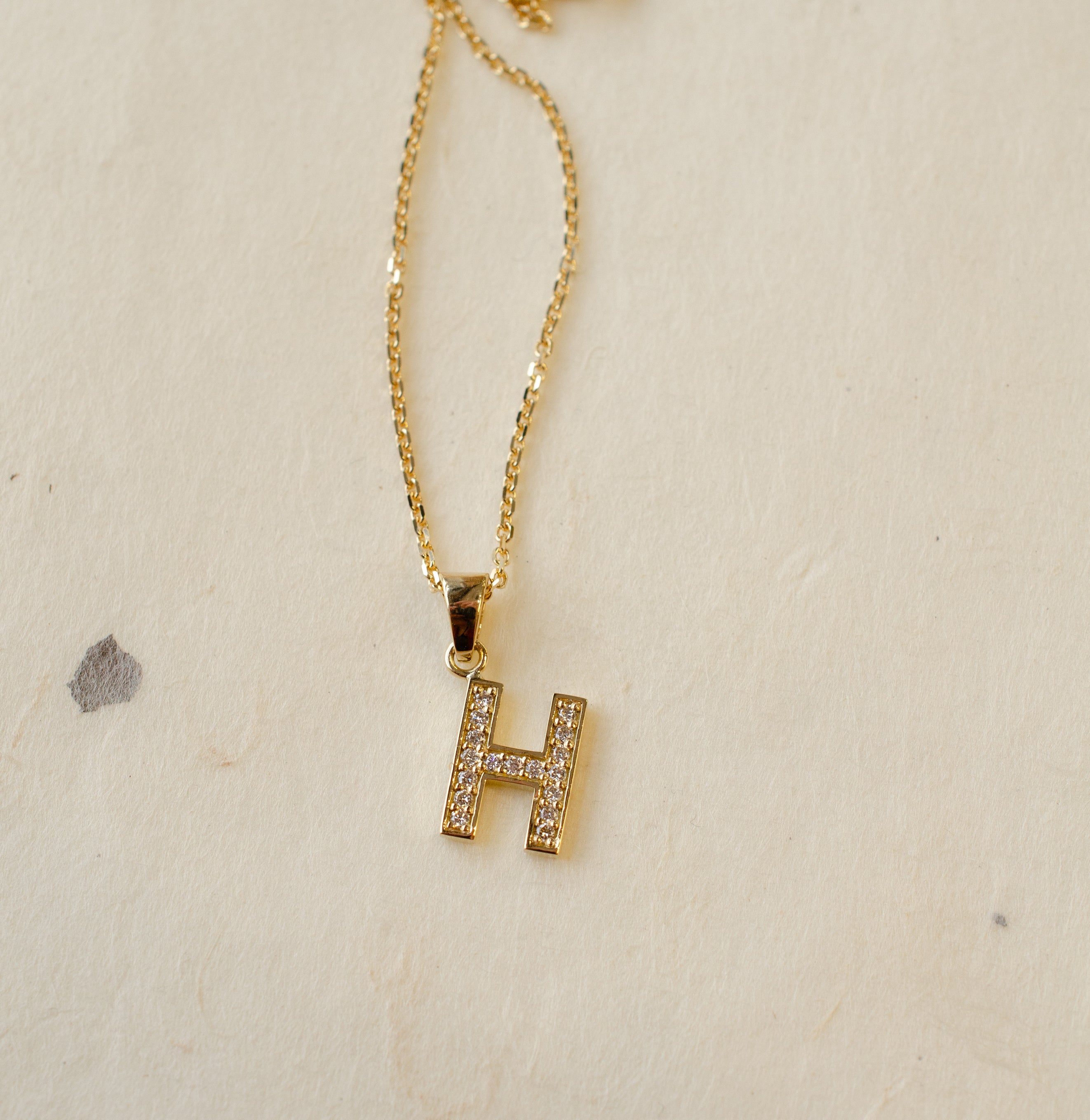 Diamond 'H' Initial Necklace