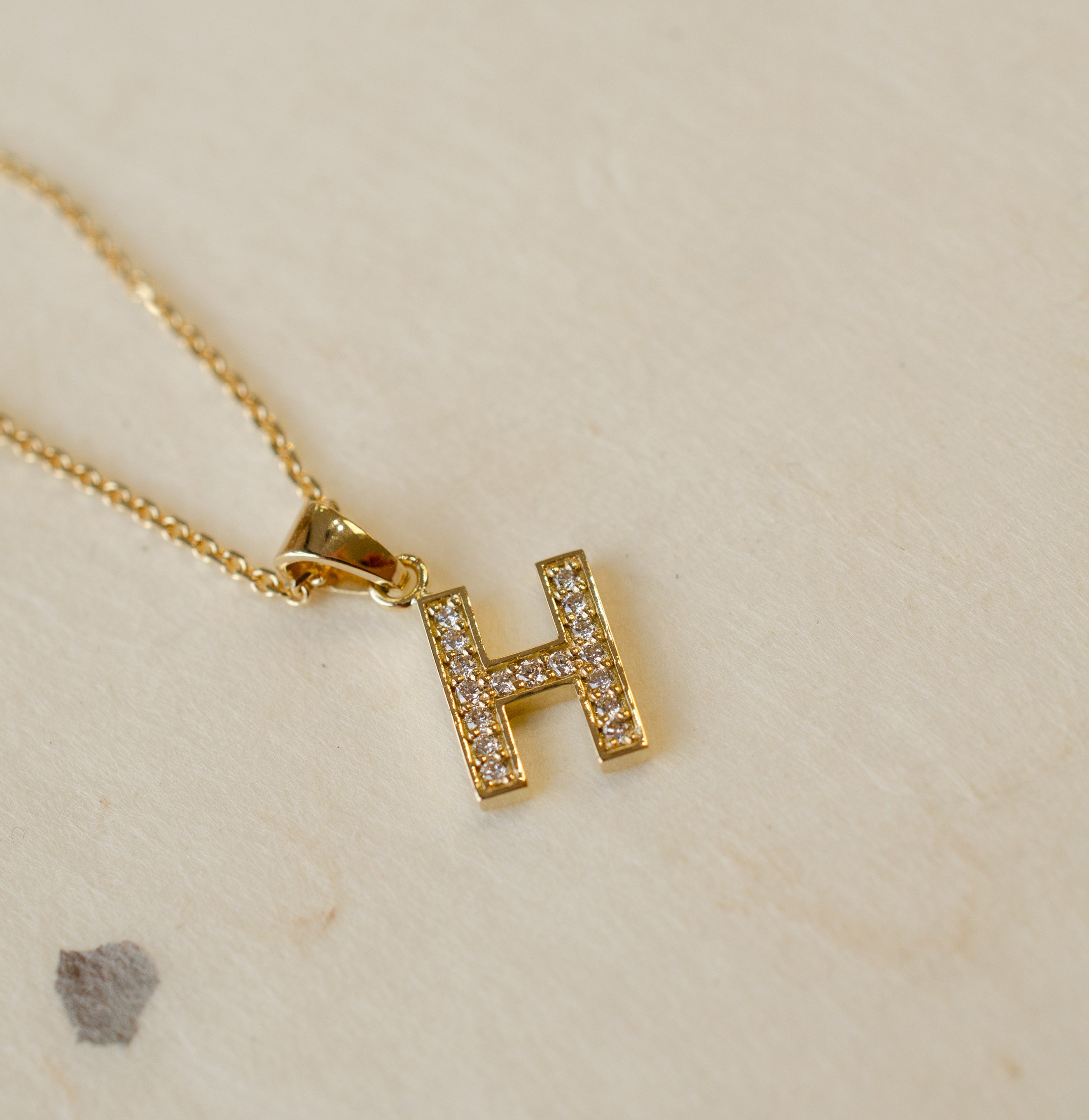 Diamond 'H' Initial Necklace