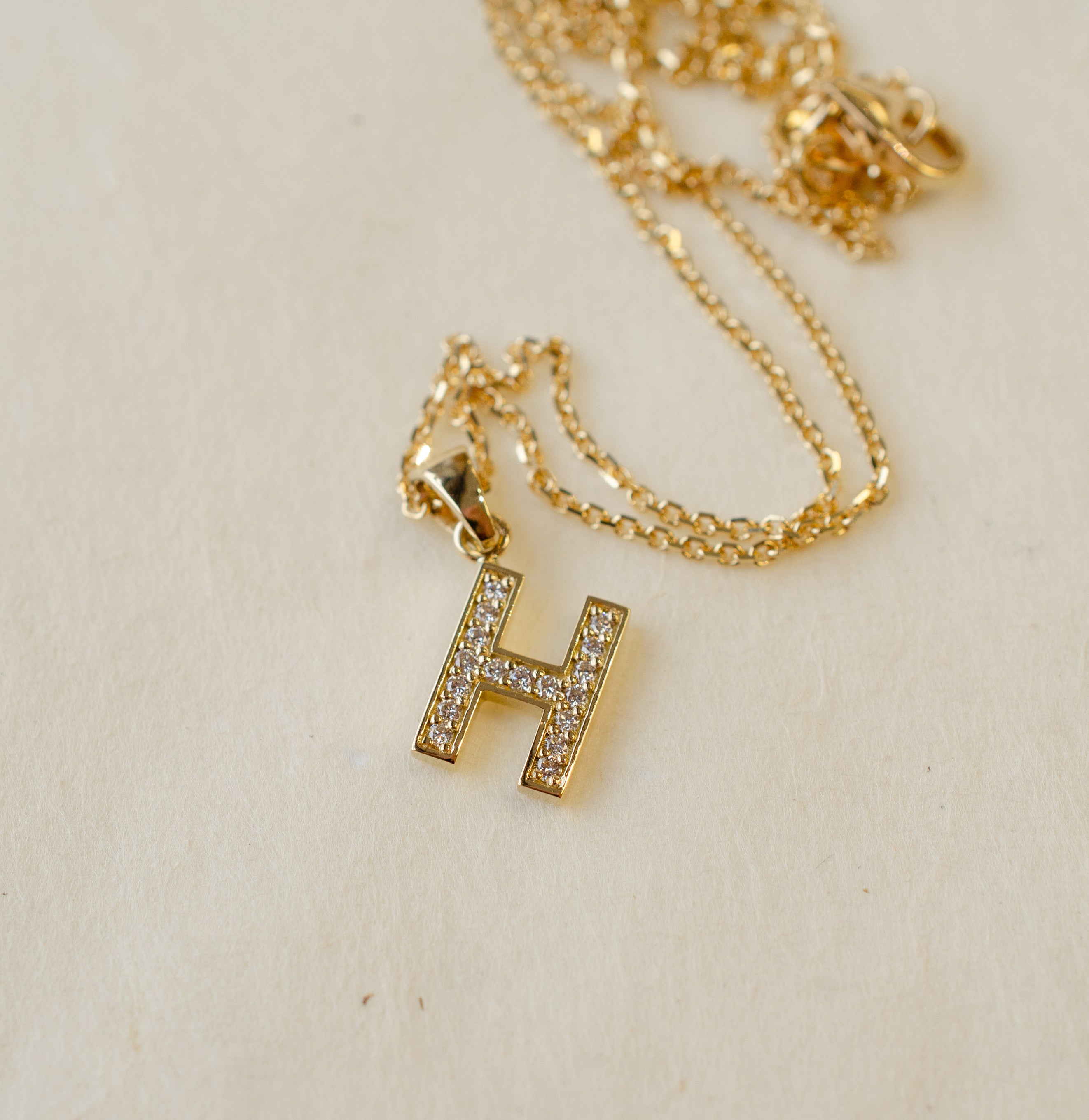 Diamond 'H' Initial Necklace