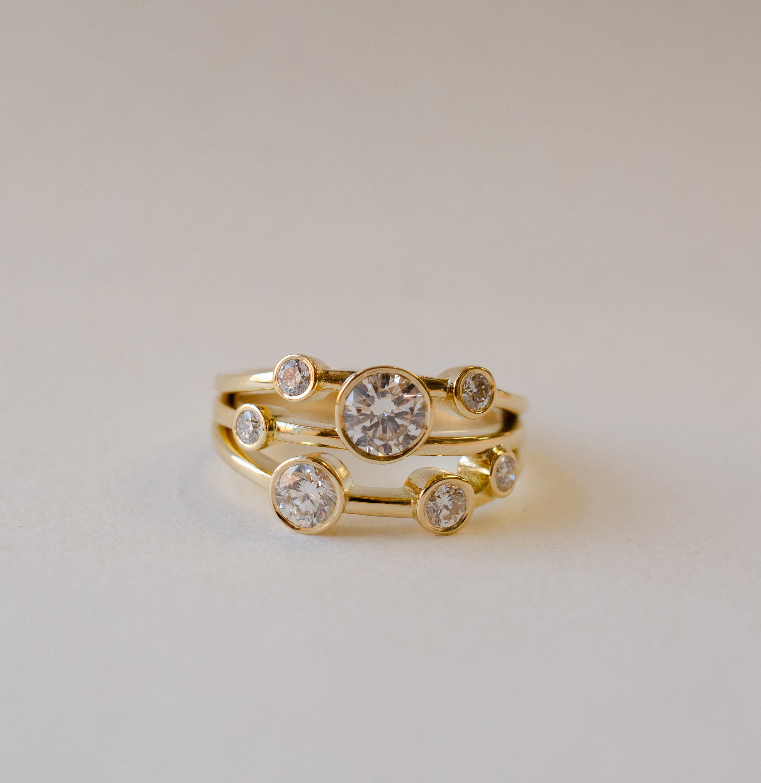 Diamond Bubble Ring Gold