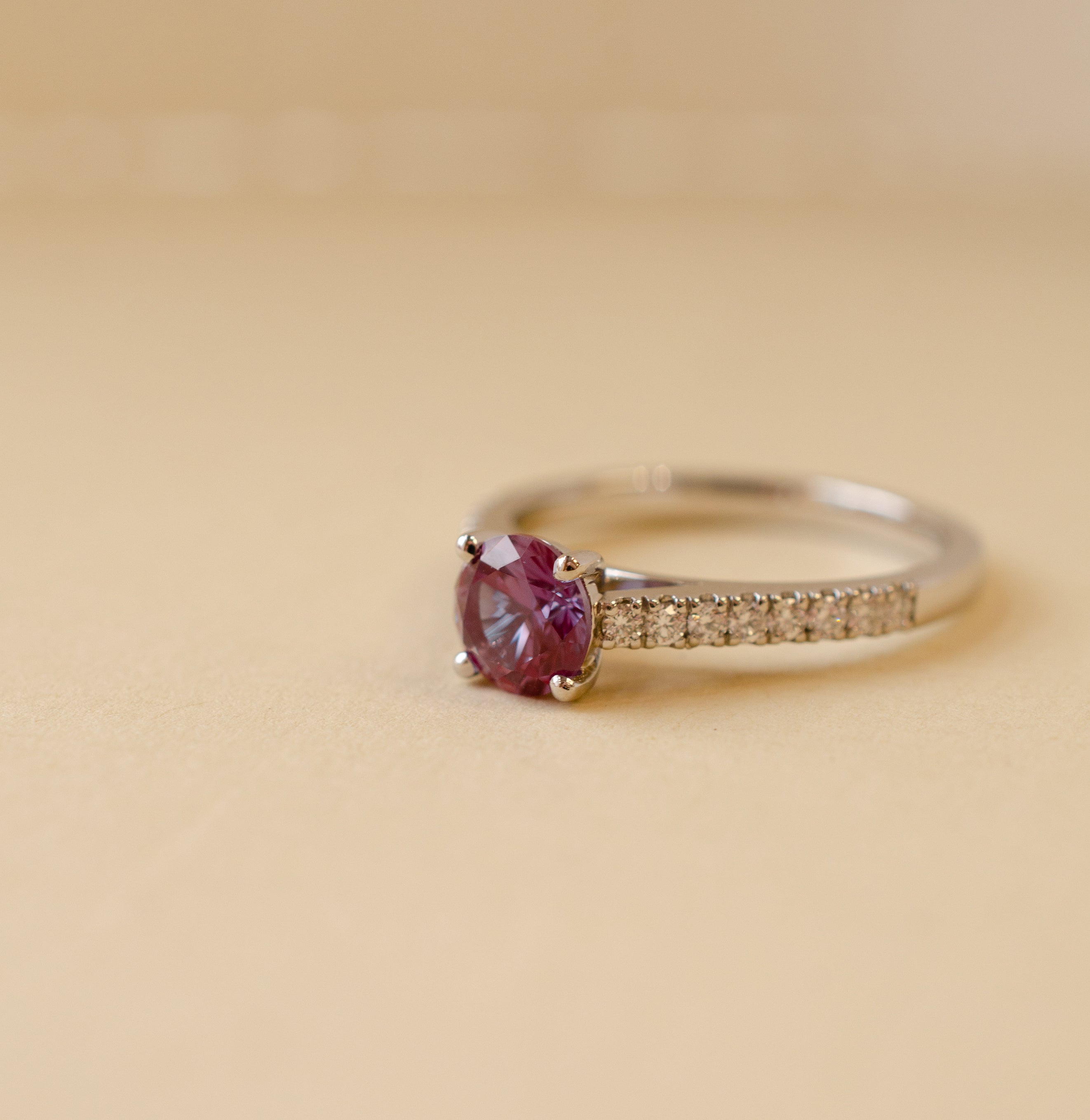 Alexandrite & Diamond Solitaire Engagement Ring