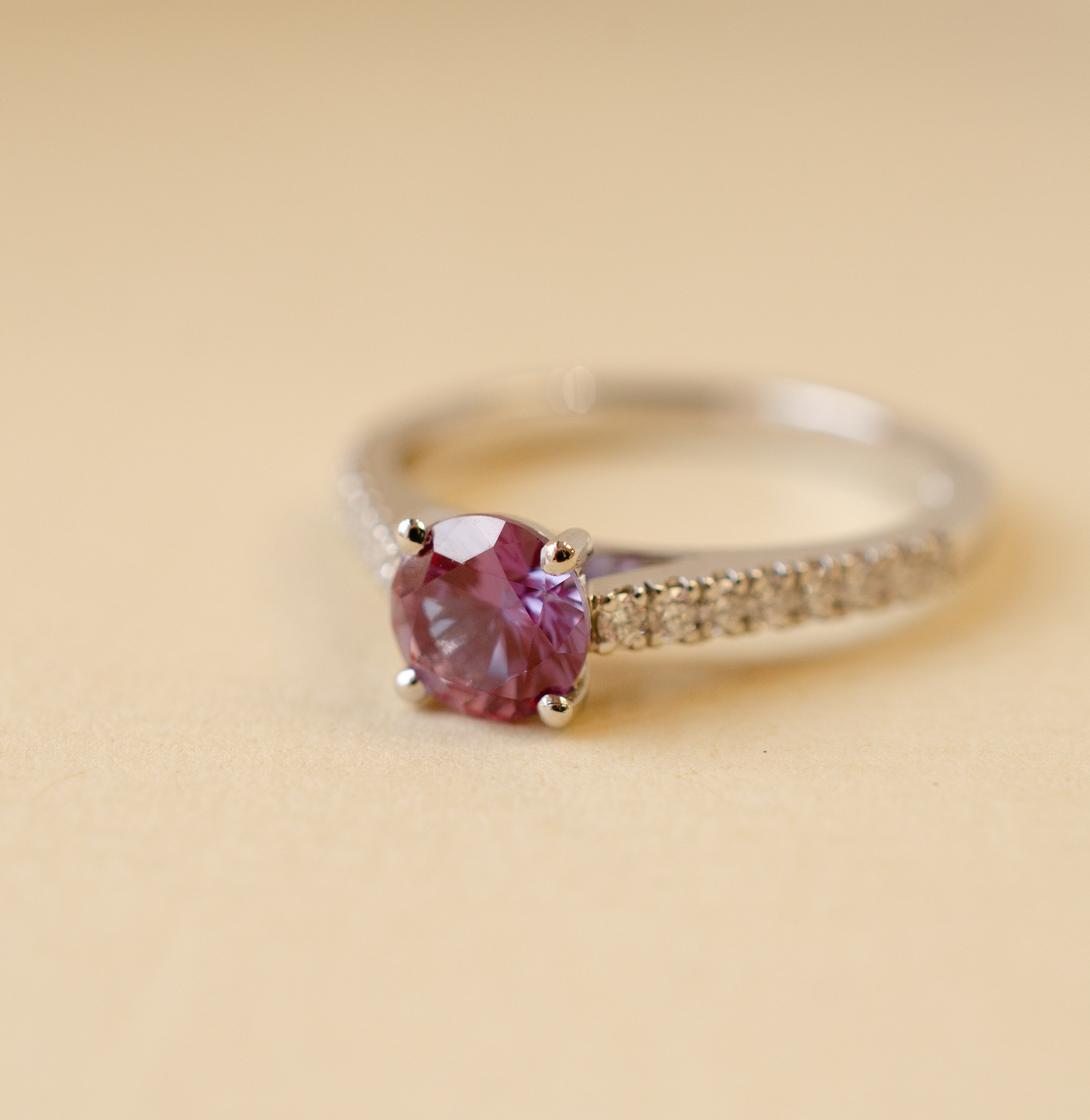 Alexandrite & Diamond Solitaire Engagement Ring