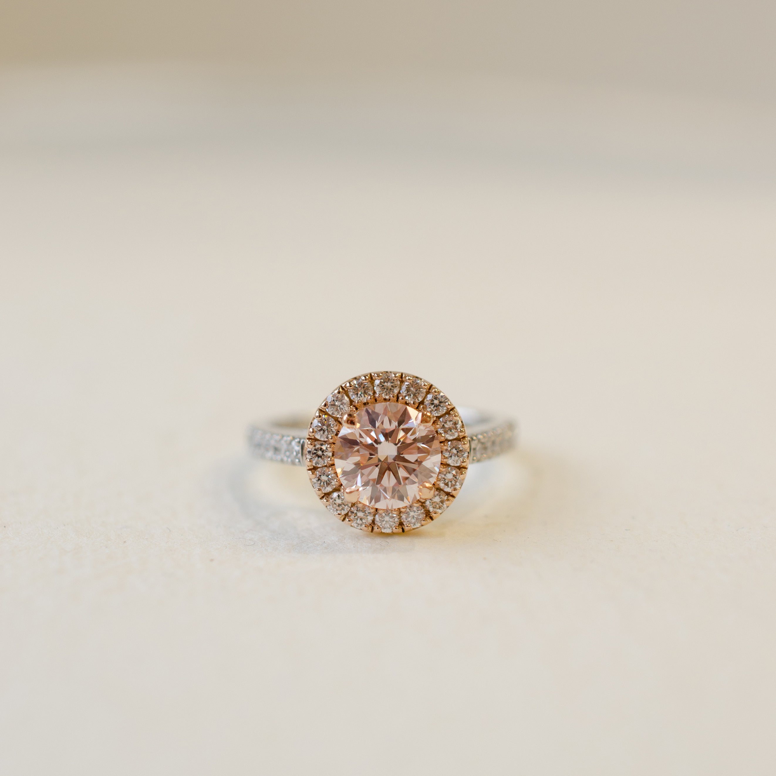 Pink Diamond Halo Engagement Ring