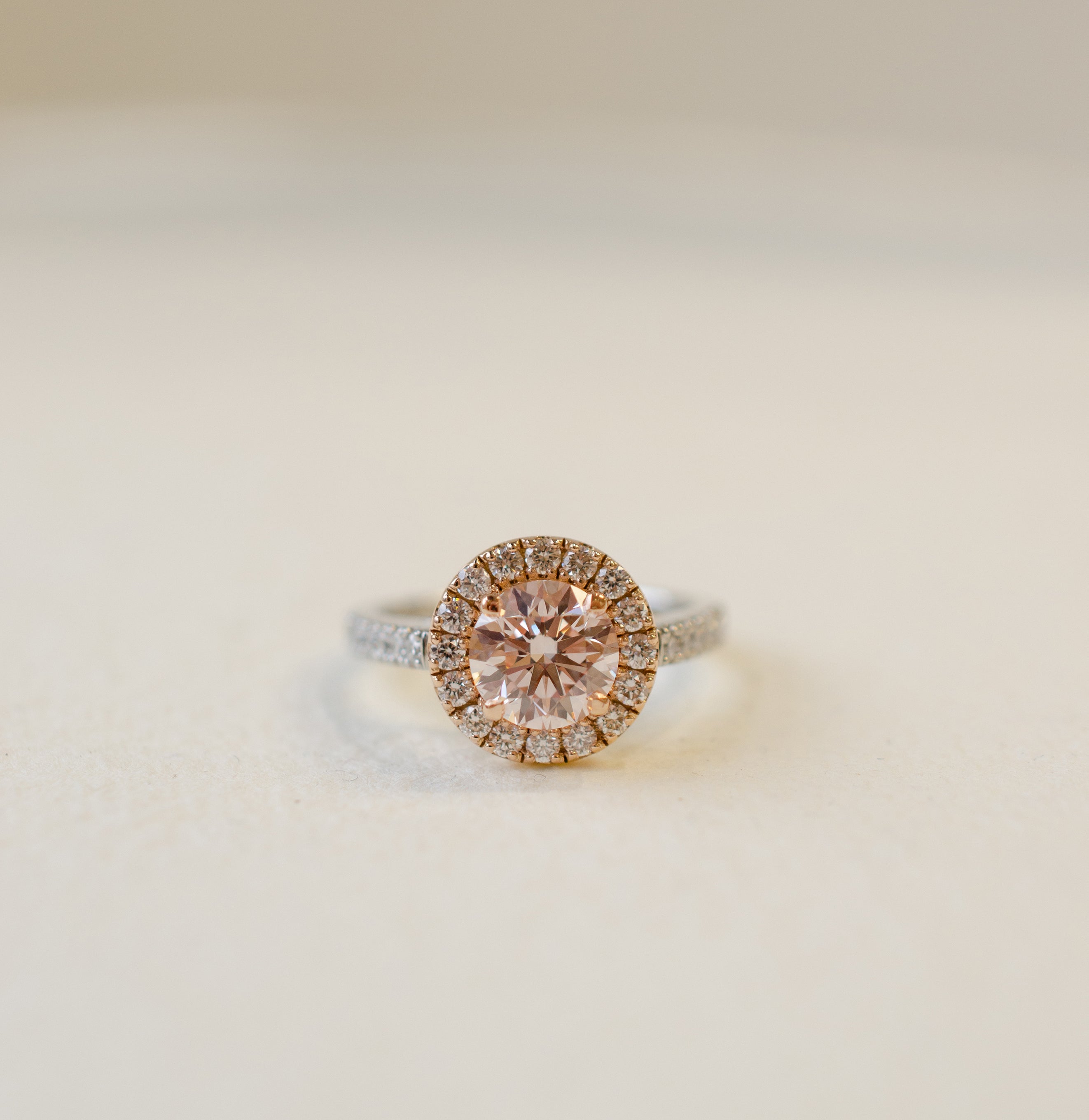 Pink Diamond Halo Engagement Ring