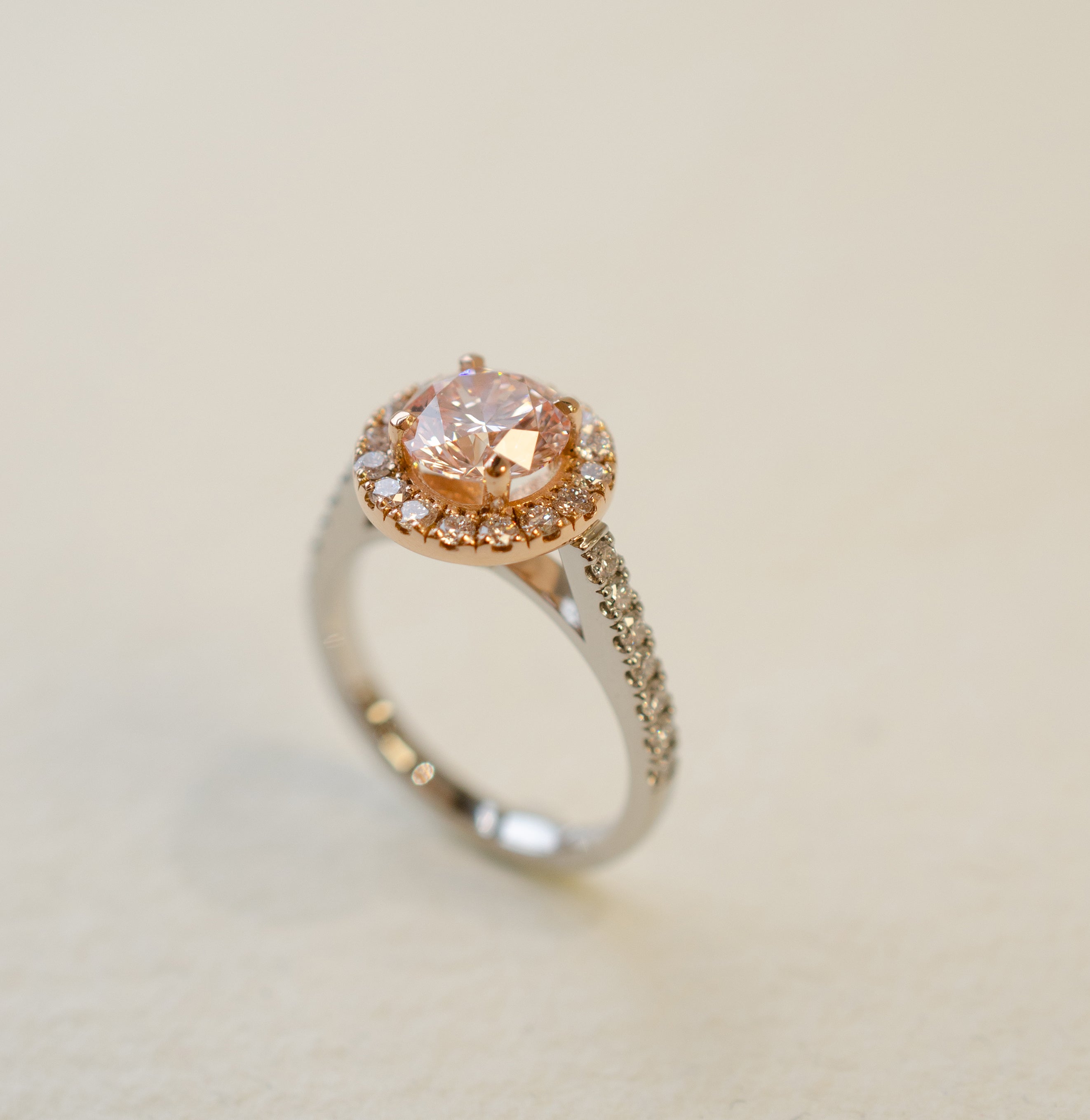 Pink Diamond Halo Engagement Ring