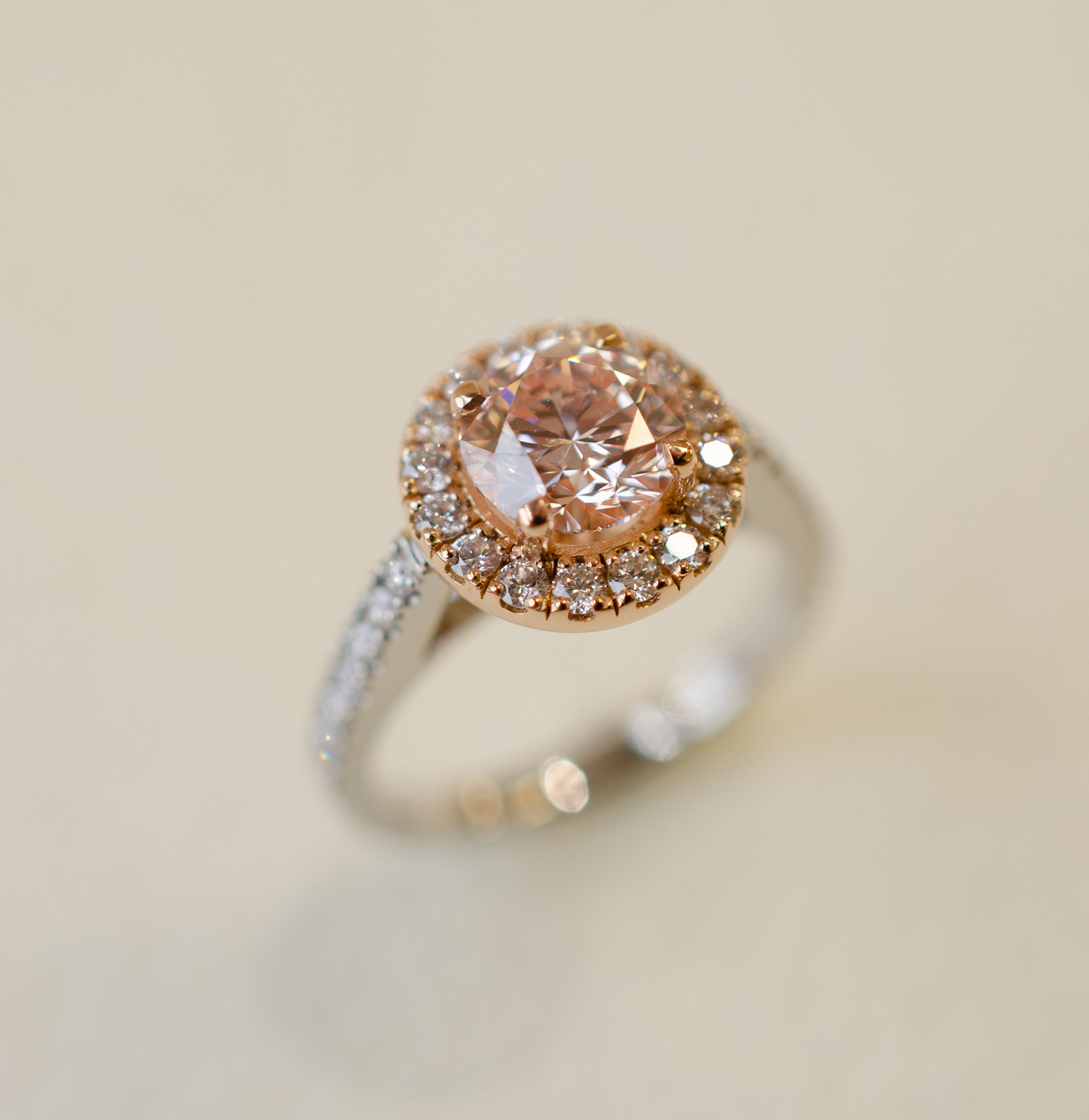 Pink Diamond Halo Engagement Ring