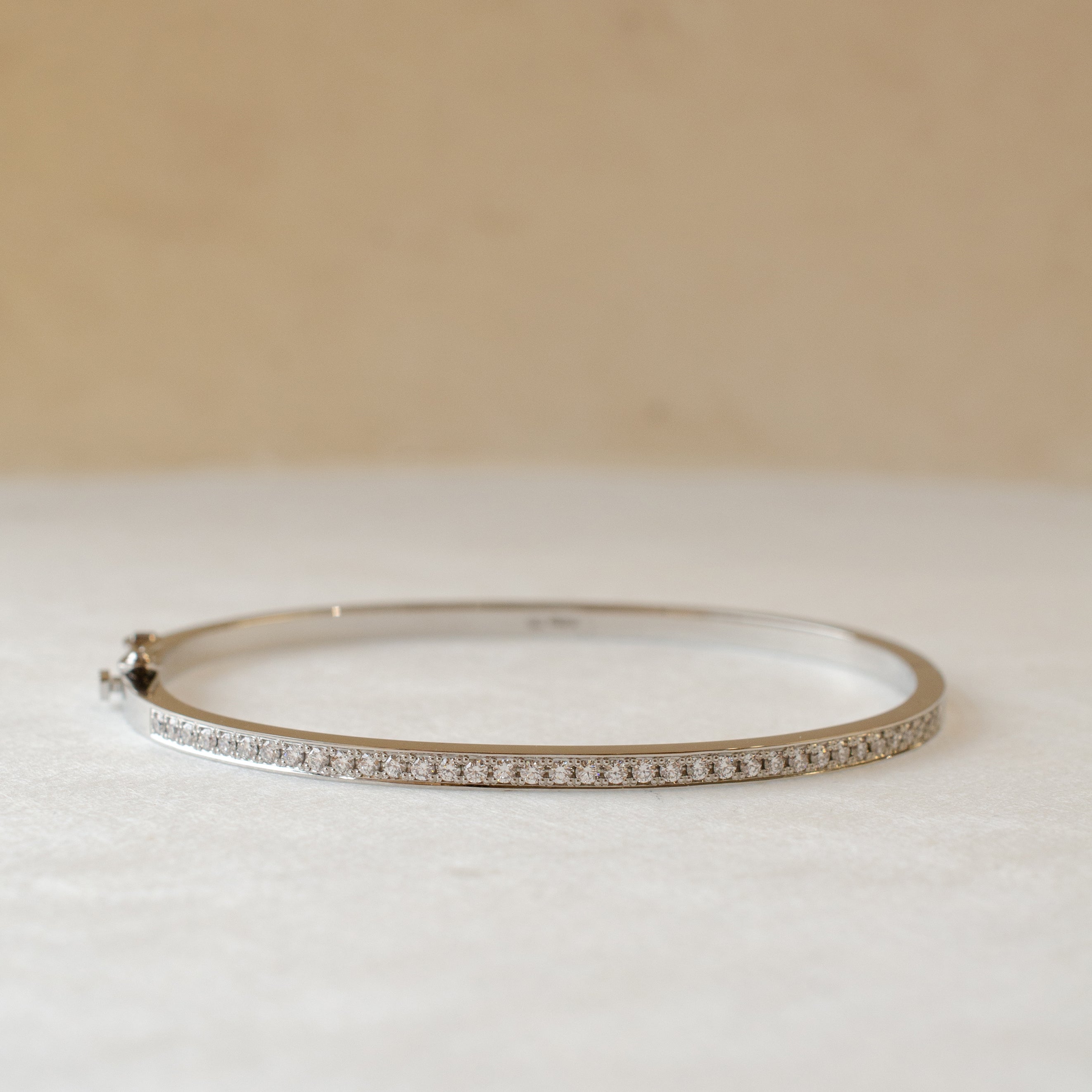 Diamond Hinged Platinum Bangle
