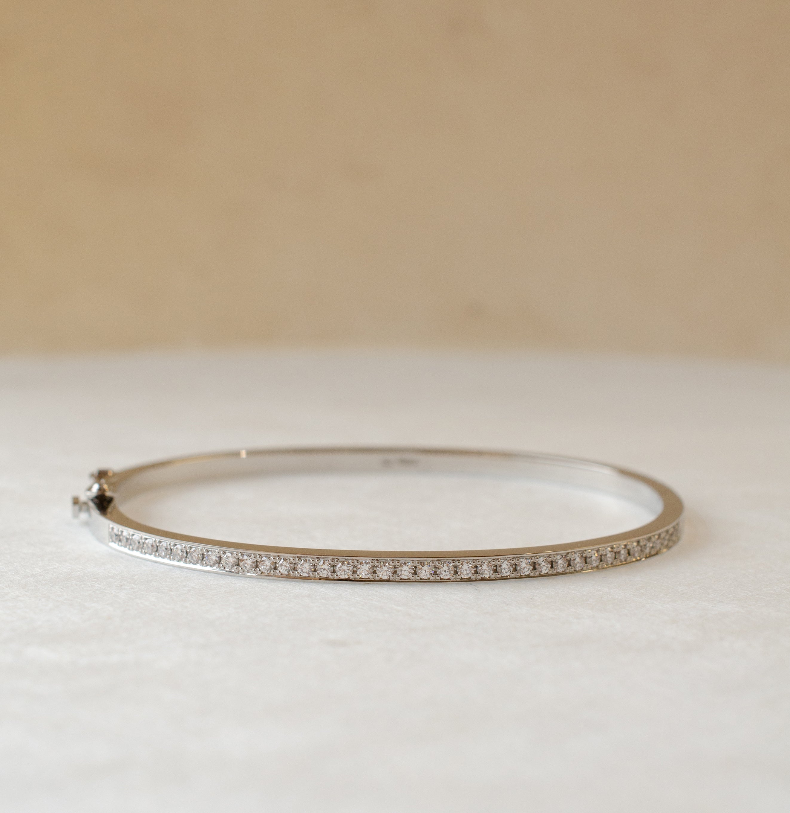 Diamond Hinged Platinum Bangle