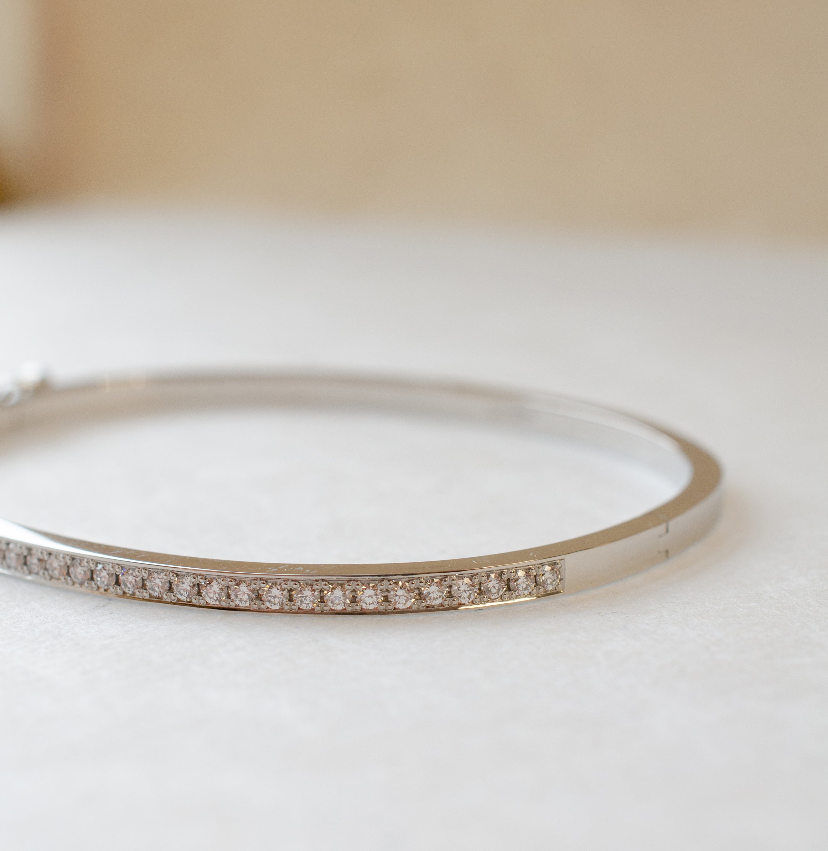 Diamond Hinged Platinum Bangle