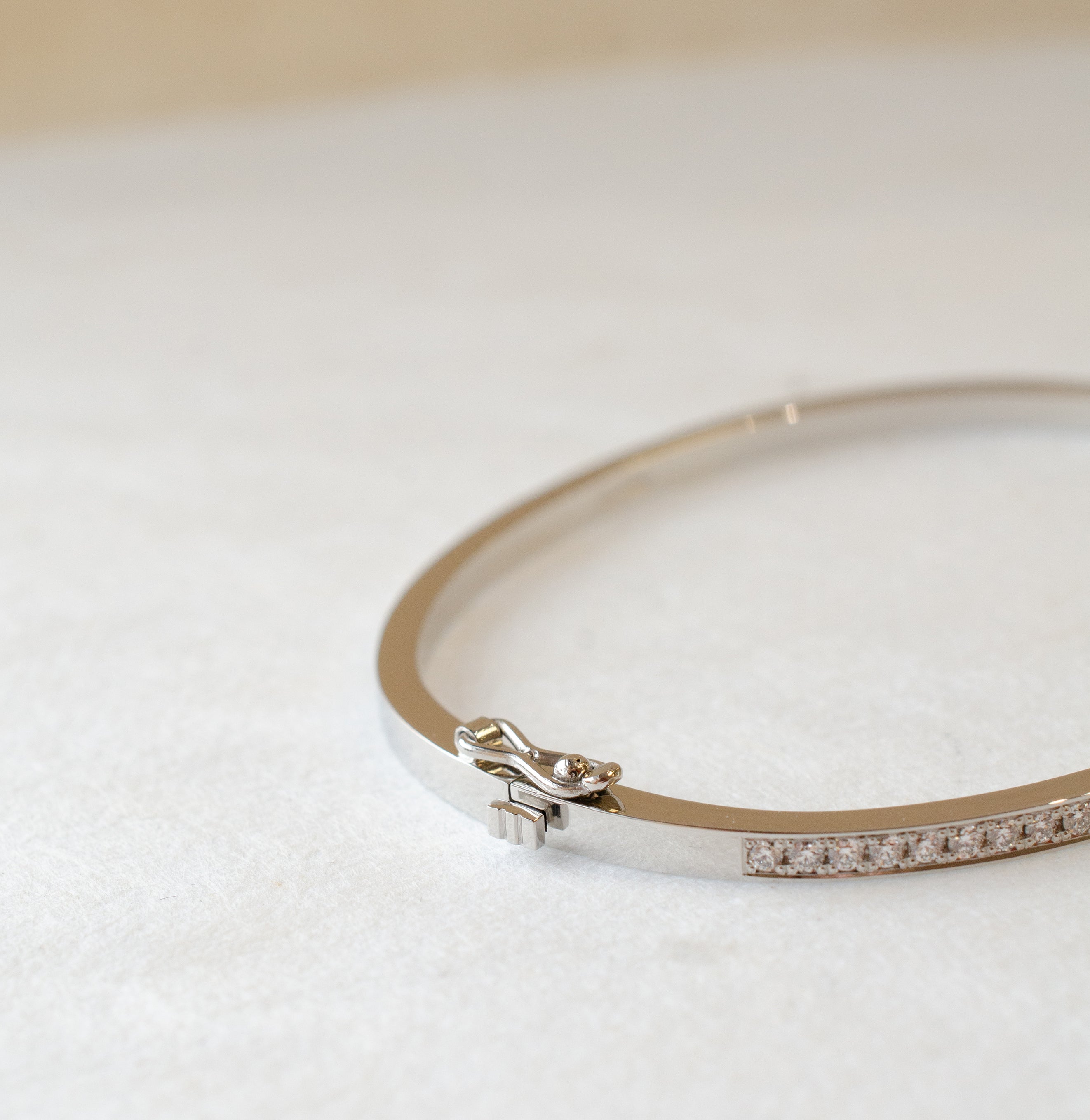 Diamond Hinged Platinum Bangle