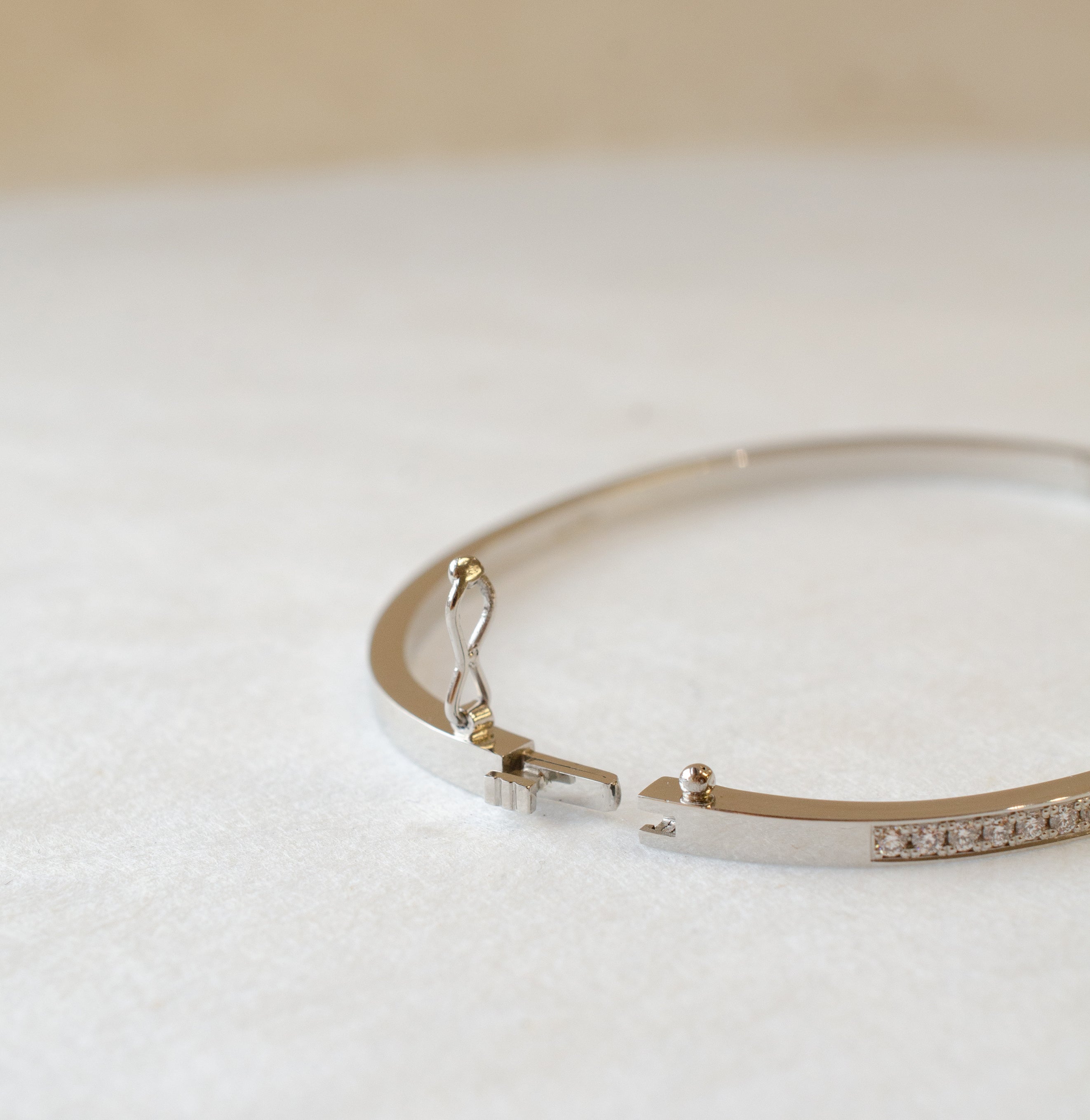 Diamond Hinged Platinum Bangle