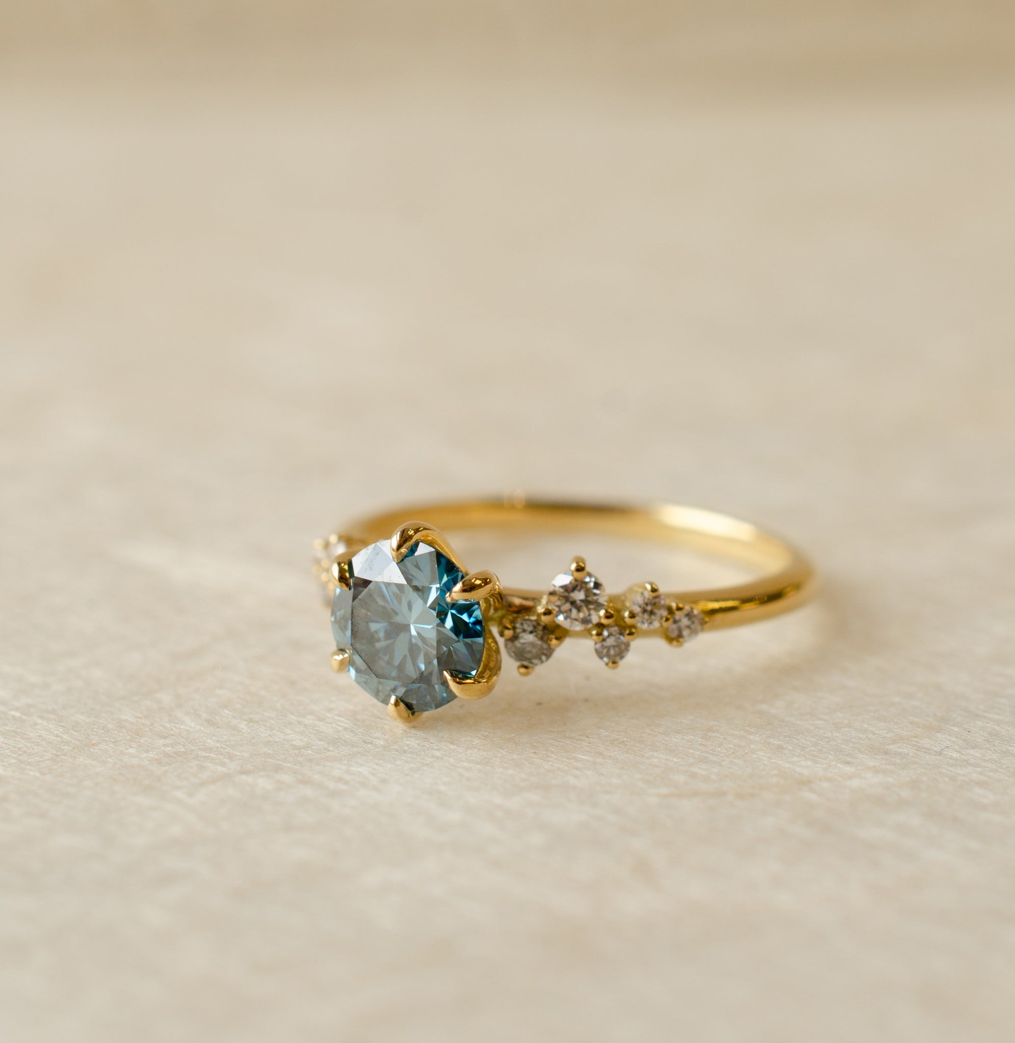 Blue Diamond Engagement Ring – Elementbespokejewellery
