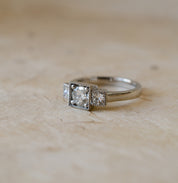 Princess Cut Diamond Milgrain Trilogy Engagement Ring