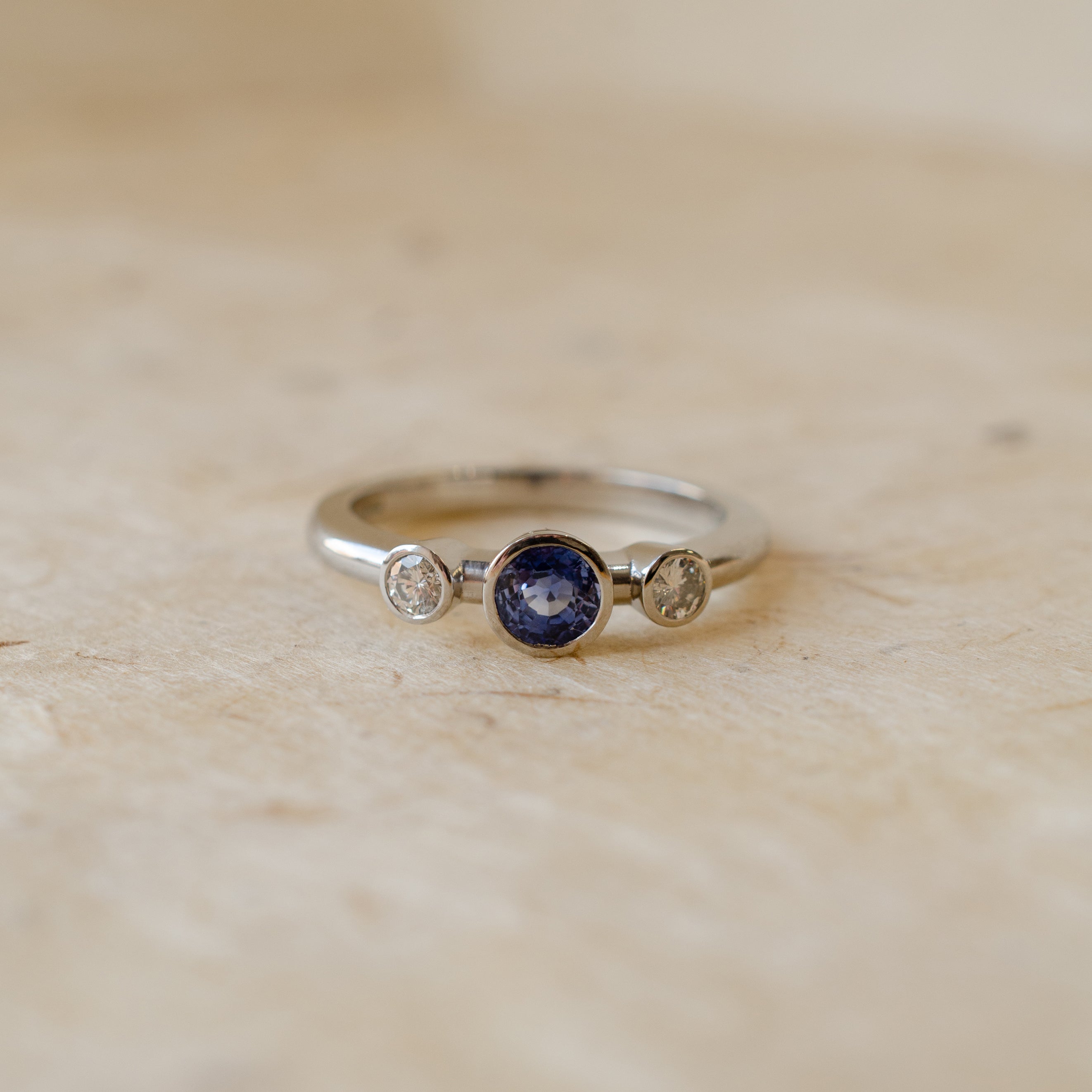 Sapphire & Diamond Trilogy Engagement Ring
